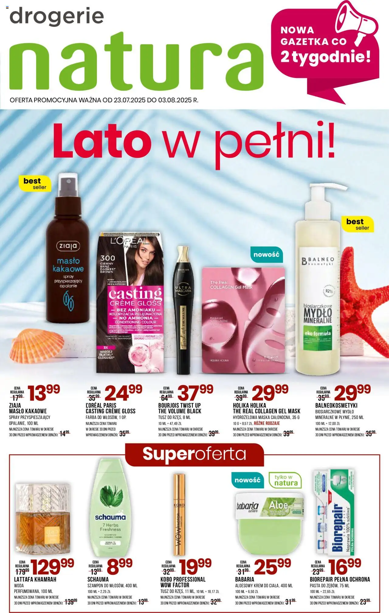 Drogerie Natura Gazetka od 23.07.2025 | Strona: 1 | Produkty: Kosmetyki, Body, Maska, Woda