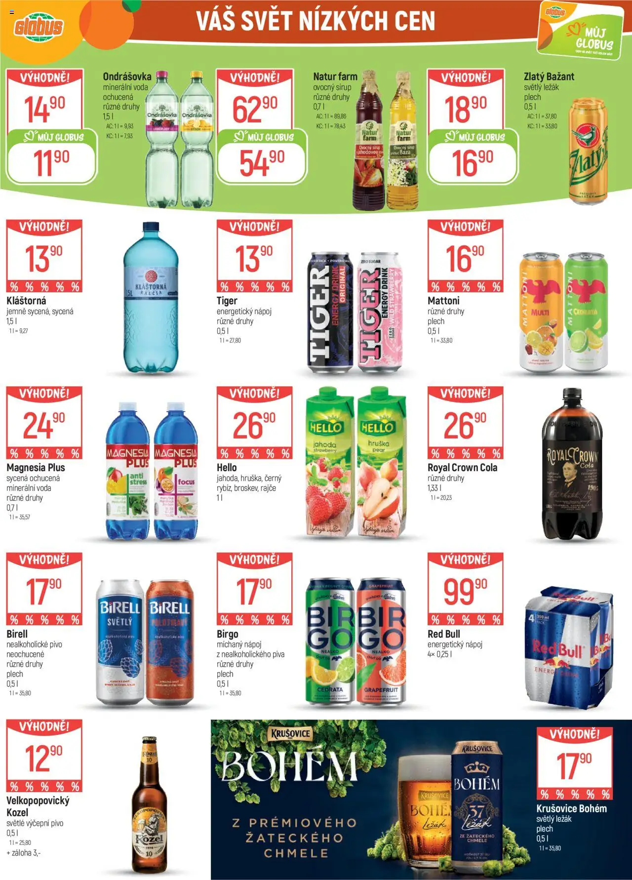Globus leták - Praha Černý Most od 03.09.2025 | Strana: 25 | Produkty: Nealkoholické pivo, Krušovice, Ovocný sirup, Minerální voda