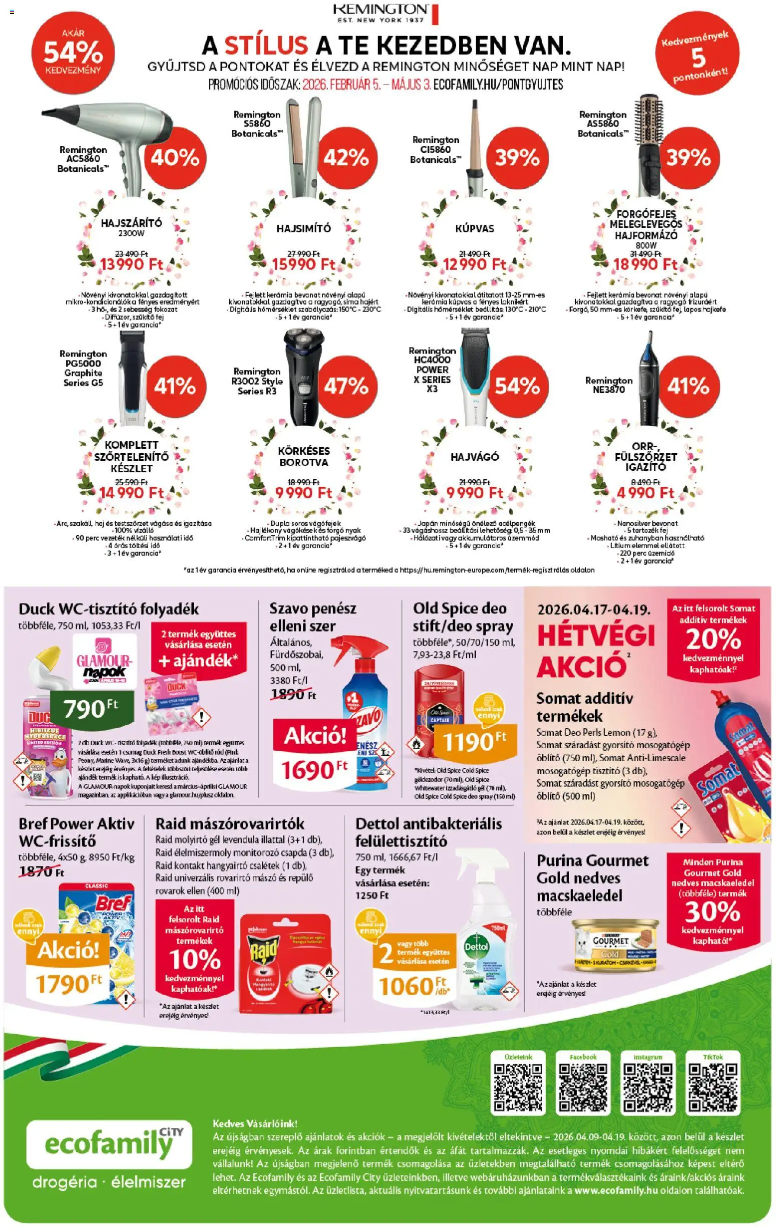 EcoFamily akciós ujság - amely érvényes a következő dátumtól: 09.04.2026 | Oldal: 4 | Termékek: Hajszárító, Öblítő, Izzadásgátló, Mosogatógép tisztító