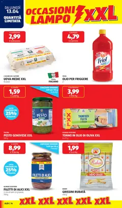 Anteprima del volantino TONNO IN OLIO DI OLIVA XXL, 6x70 g valido a partire dal 13.04.2026 | Pagina: 14 | Prodotti: Tonno, Olio per friggere, Olio di semi di girasole, Bottiglia