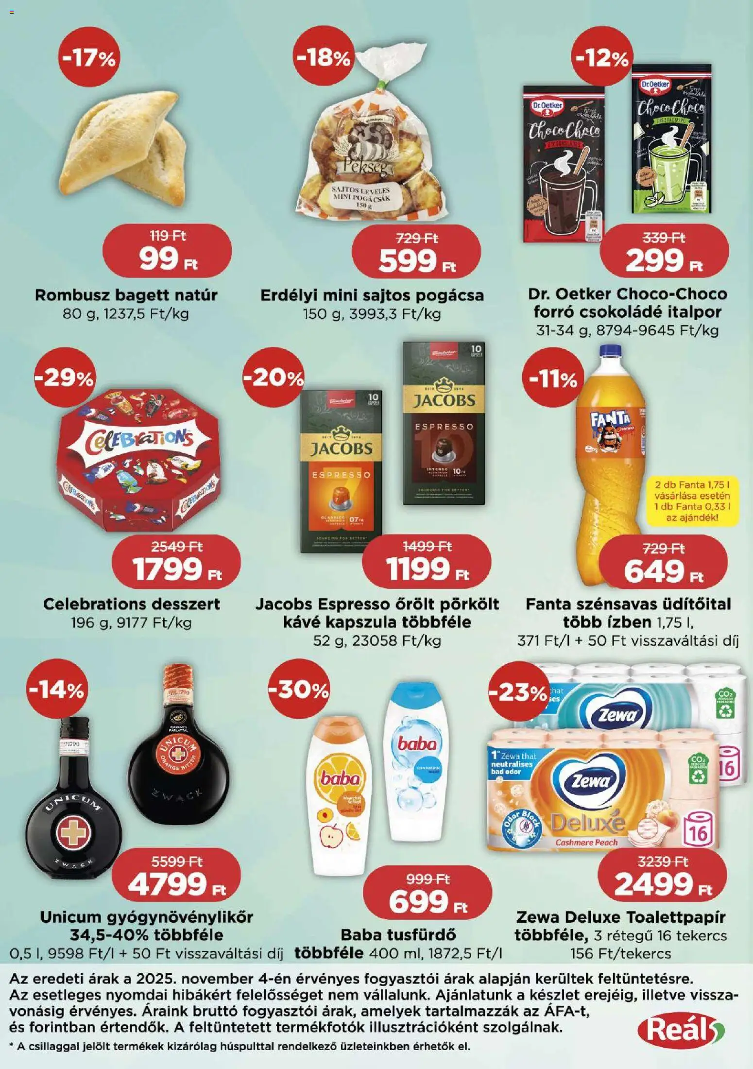 Reál akciós ujság - amely érvényes a következő dátumtól: 13.11.2025 | Oldal: 2 | Termékek: Fanta, Kávé, Csokoládé, Italpor