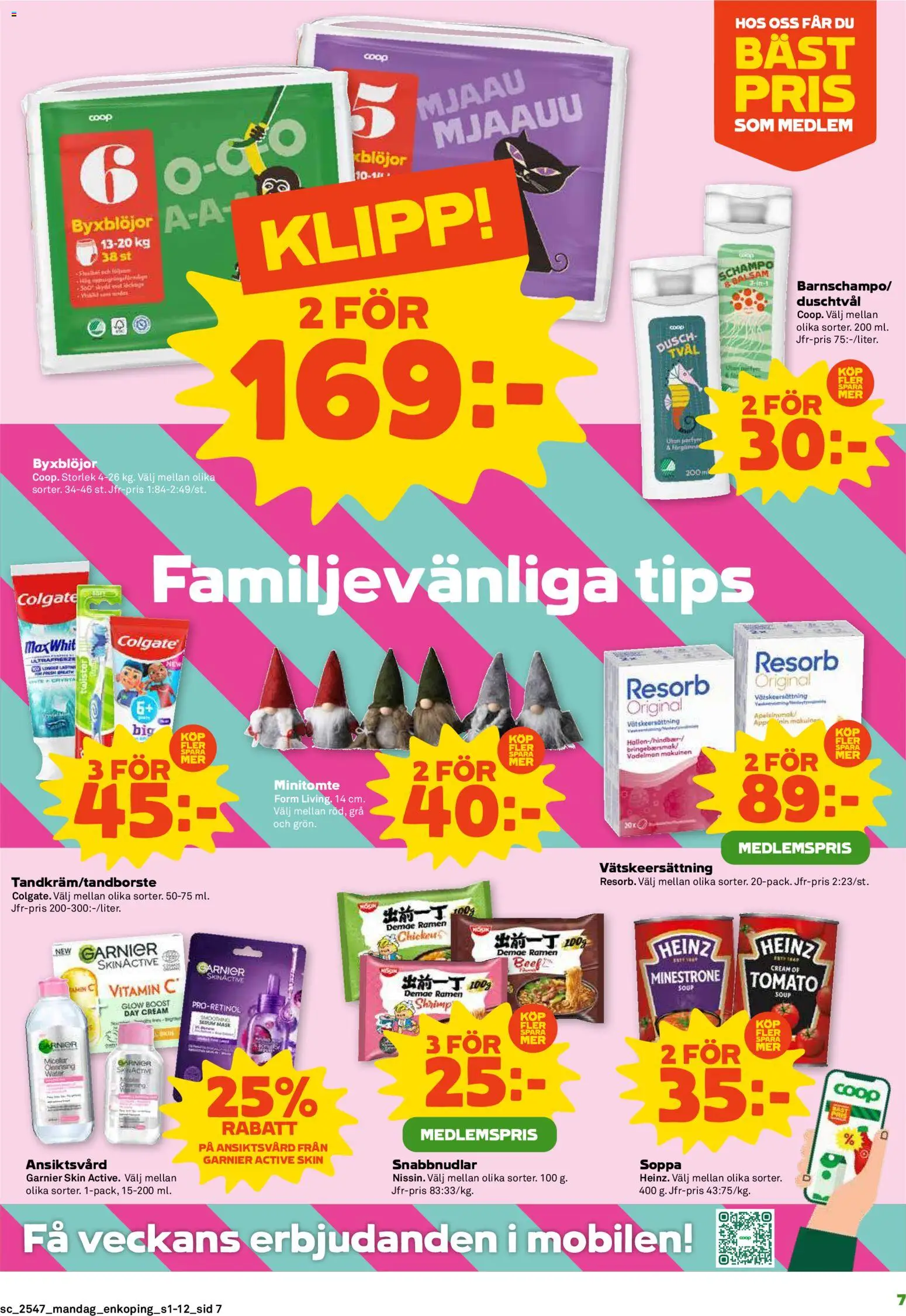Stora Coop reklamblad aktuell från 17.11.2025 | Sida: 7 | Produkter: Schampo, Tvål, Duschtvål, Blöjor