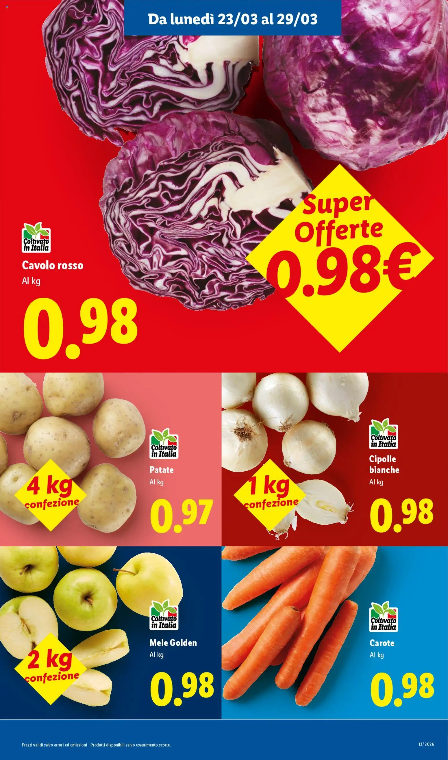 Volantino Lidl del 23.03.2026 | Pagina: 3 | Prodotti: Mele, Patate, Cipolle, Carote