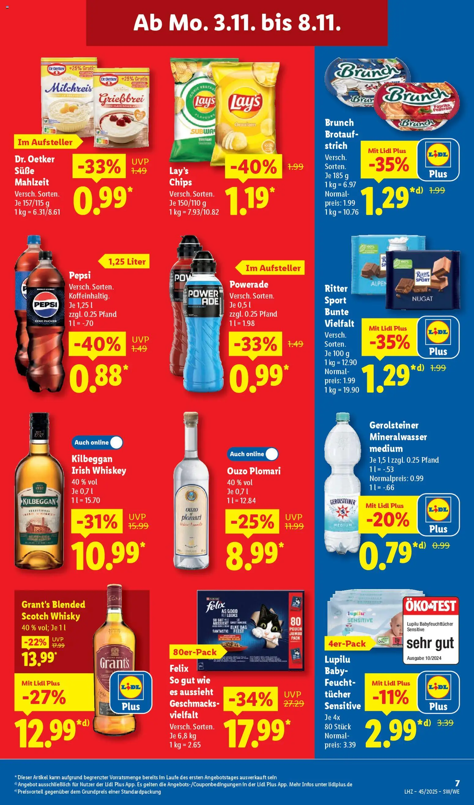 Lidl Prospekt Gundelsheim – gültig ab 03.11.2025 | Seite: 13 | Produkte: Whisky, Ouzo, Pepsi, Chips