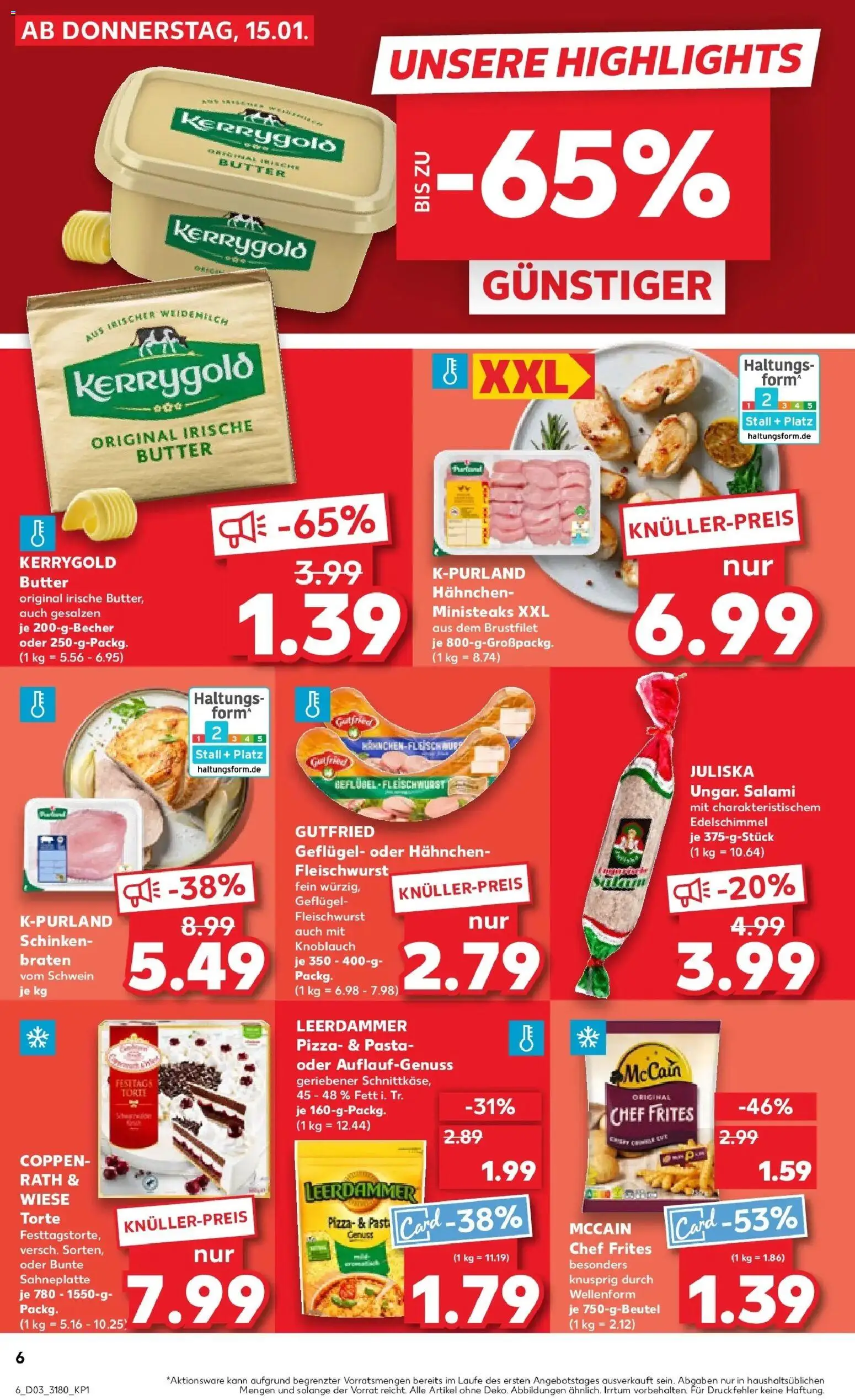 Kaufland prospekt Ahrensfelde	 – gültig ab 15.01.2026 | Seite: 6 | Produkte: Hahnchen, Butter, McCain, Knoblauch