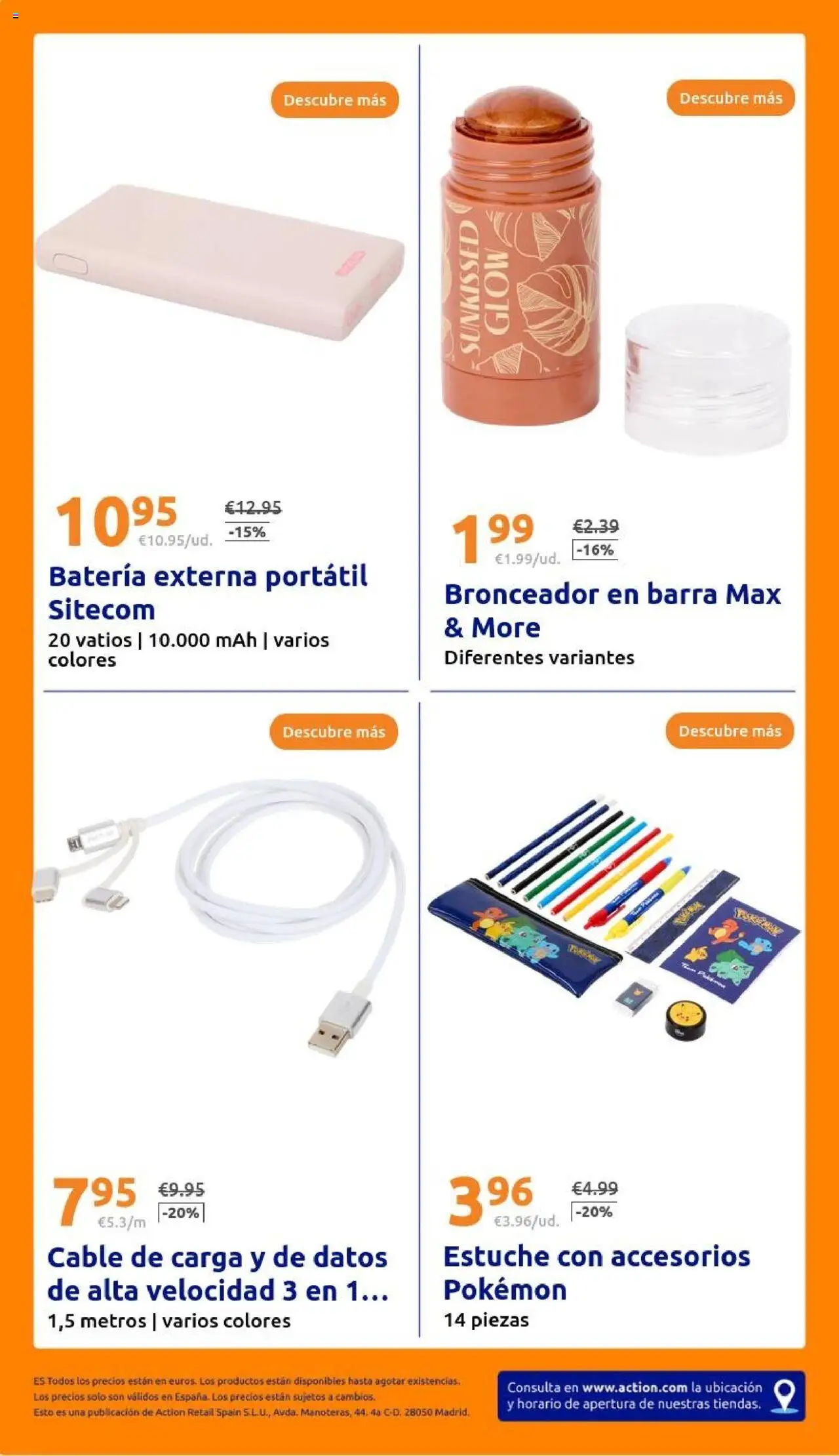 Action - Action ES week 26 2025 │ válido desde el 18.06.2025 | Página: 30 | Productos: Bronceador, Cable, Batería