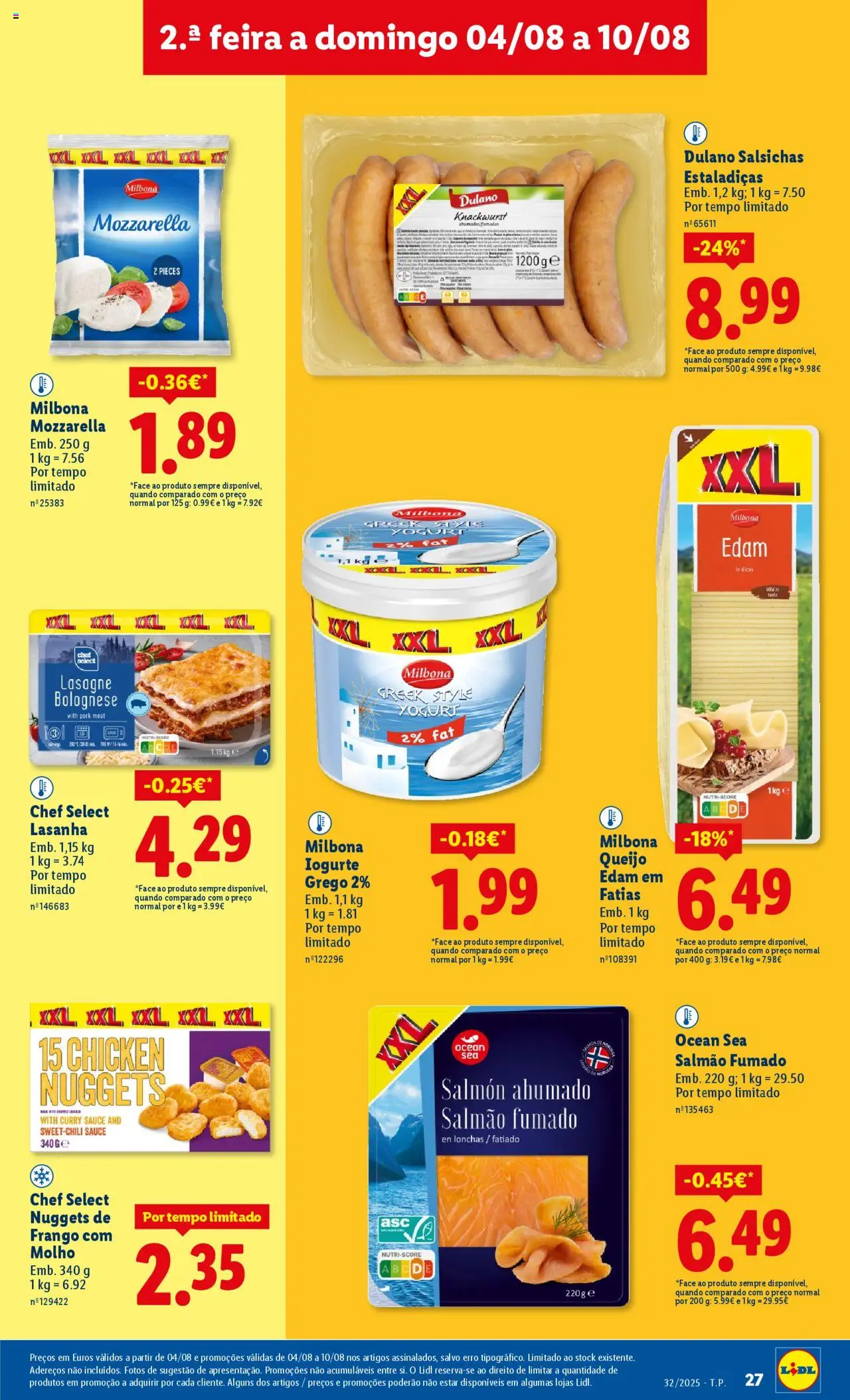 Lidl folheto │ válido de 04.08.2025 | Página: 27 | Produtos: Nuggets de frango, Frango, Salmão, Nuggets