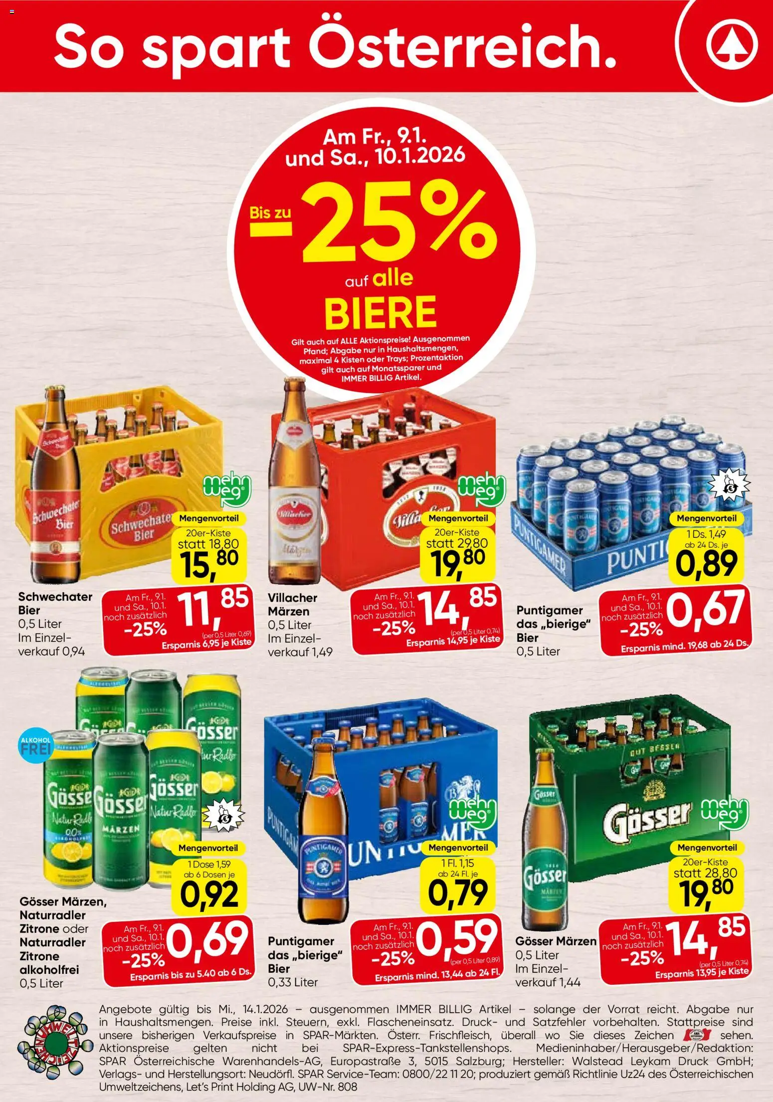 Spar Flugblatt - Kärnten gültig ab 08.01.2026 | Seite: 24 | Produkte: Zitrone, Bier