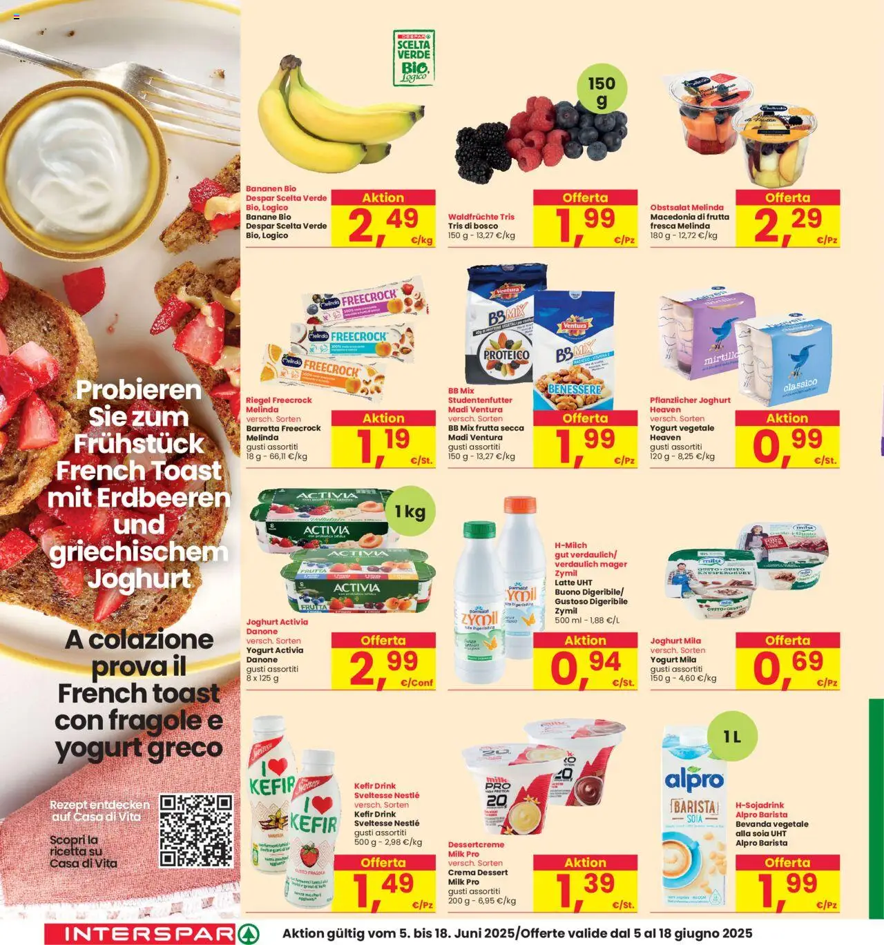 Volantino Interspar del 05.06.2025 | Pagina: 20 | Prodotti: Yogurt, Frutta, Latte, Macedonia