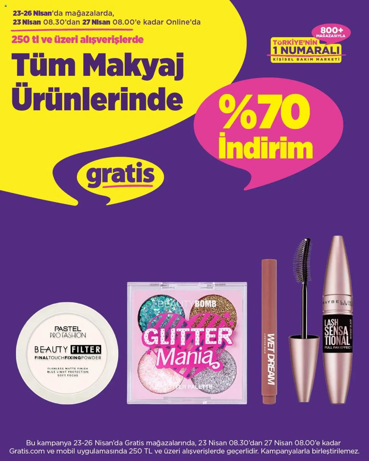Gratis İndirim - 23.04.2026 tarihinden itibaren geçerlidir | Sayfa: 9 | Ürünler: Makyaj, Fan
