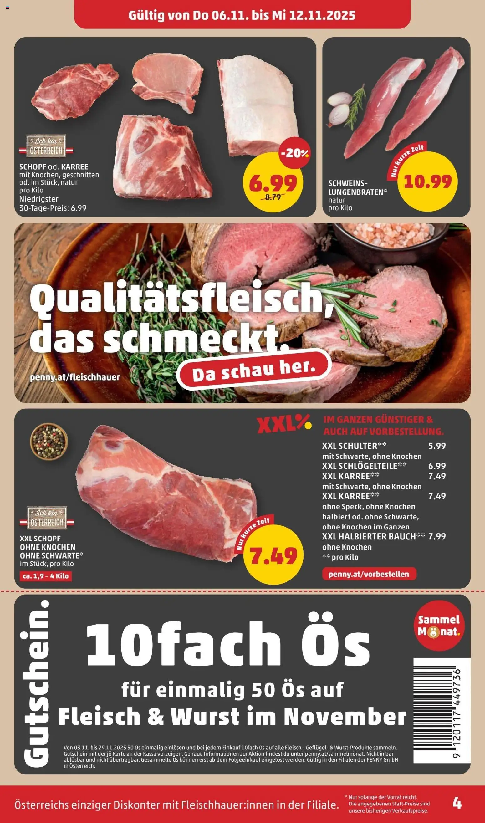 Penny Markt Flugblatt gültig ab 06.11.2025 | Seite: 4 | Produkte: Wurst