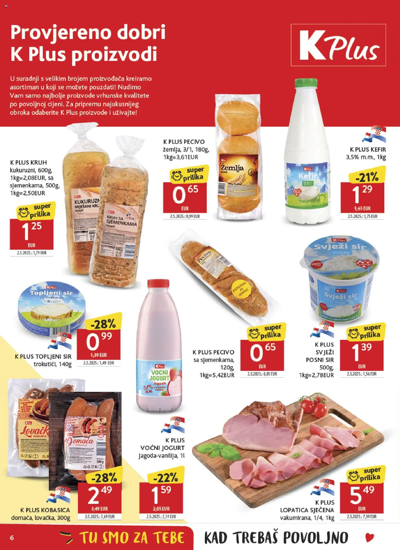 Konzum katalog | vrijedi od 21.01.2026 | Stranica: 6 | Proizvodi: Sir, Jogurt, Kobasica, Pecivo