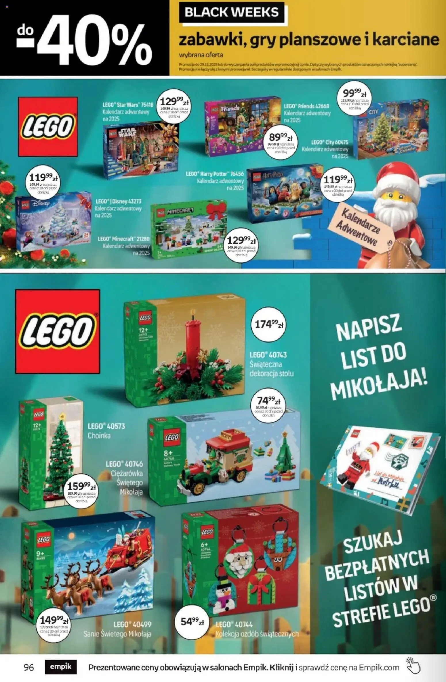 Empik Black Friday od 12.11.2025 | Strona: 96 | Produkty: Choinka, Kalendarz adwentowy, Kalendarz, Lego