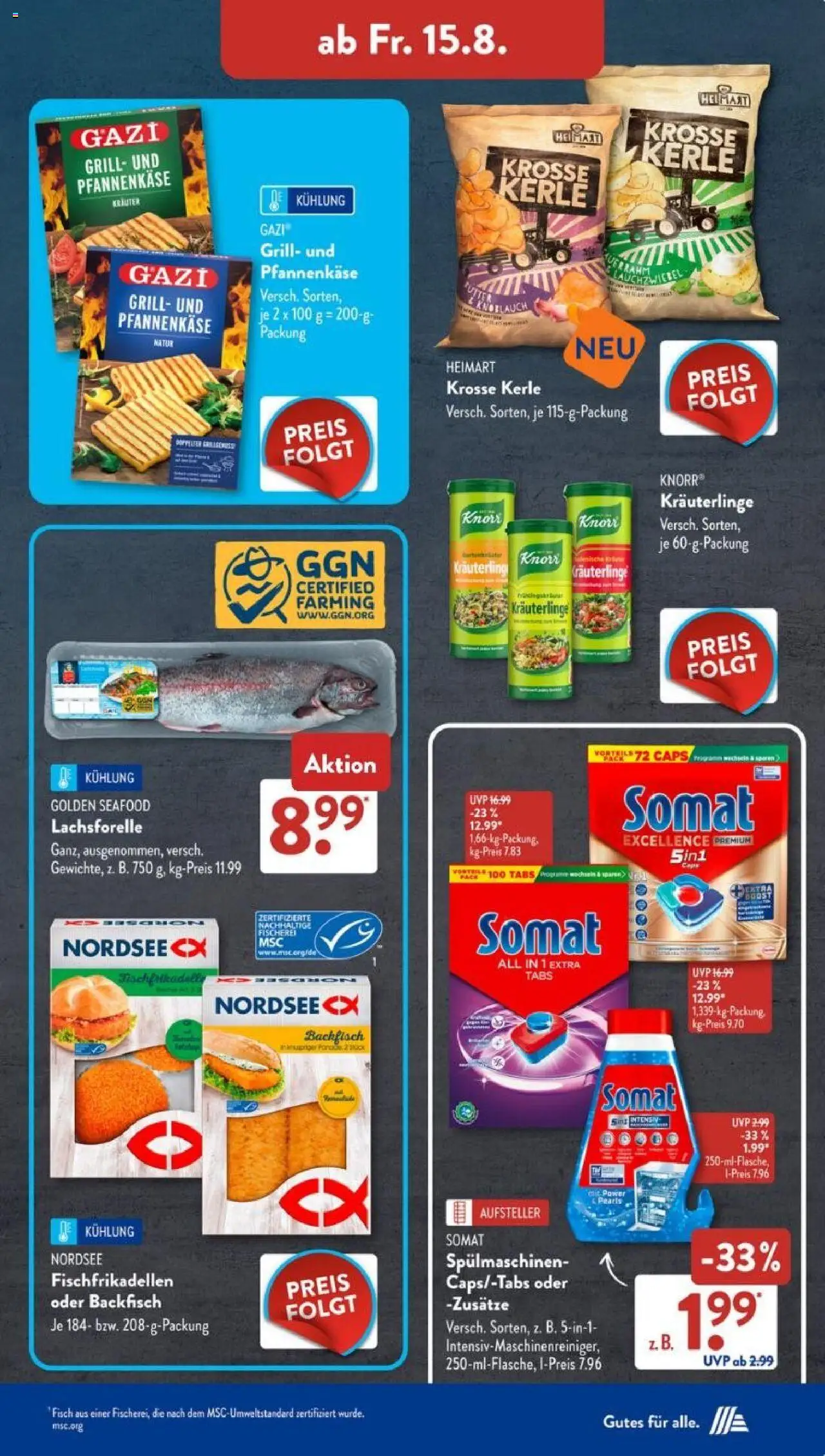 Aldi Süd Prospekt 	 - gültig ab dem 11.08.2025 | Seite: 15 | Produkte: Grill, Knorr, Fisch
