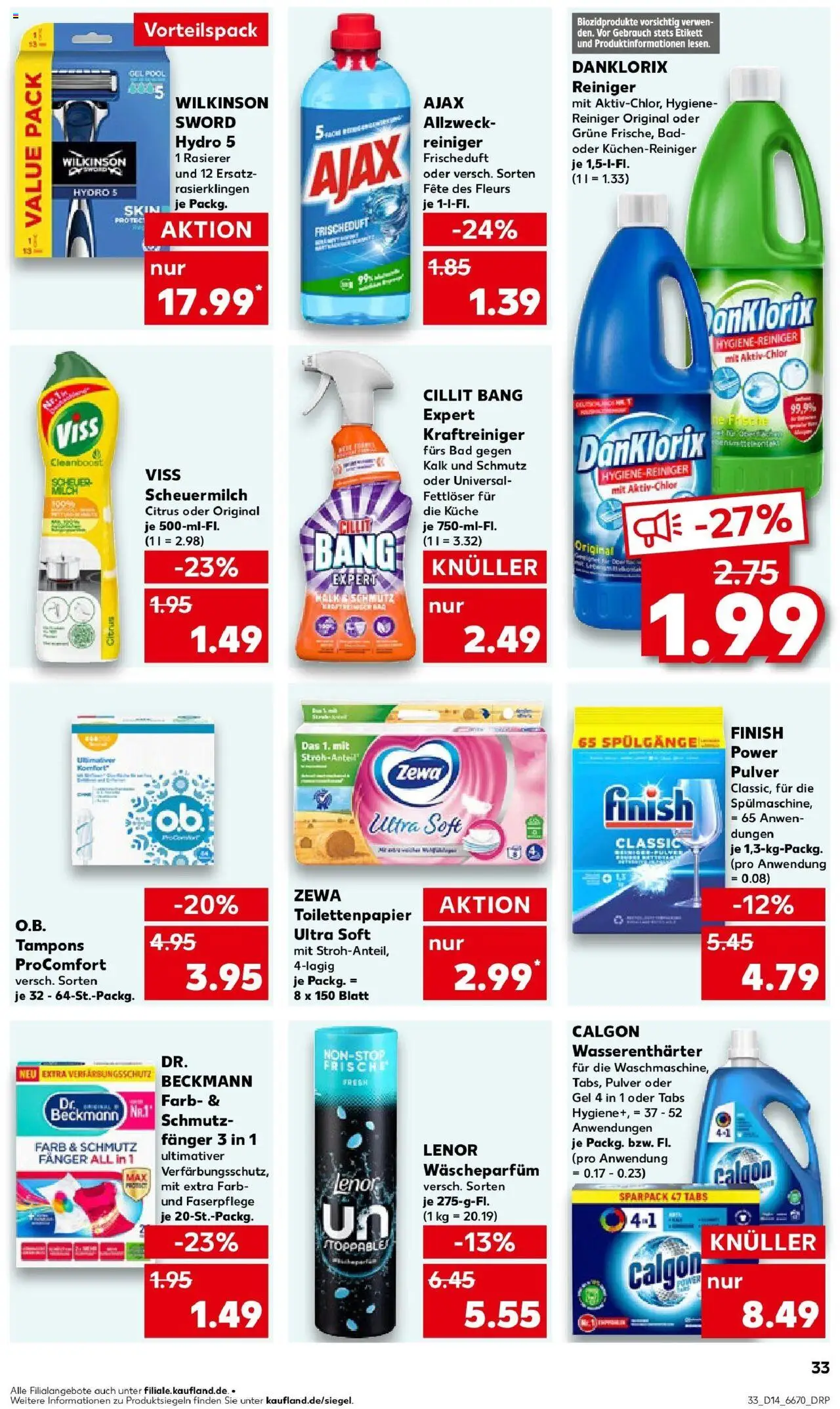 Kaufland - Moers-Hochstraß, Römerstraße 570 - gültig ab dem 03.04.2025 | Seite: 33 | Produkte: Lenor, Rasierer, Bad, Zewa