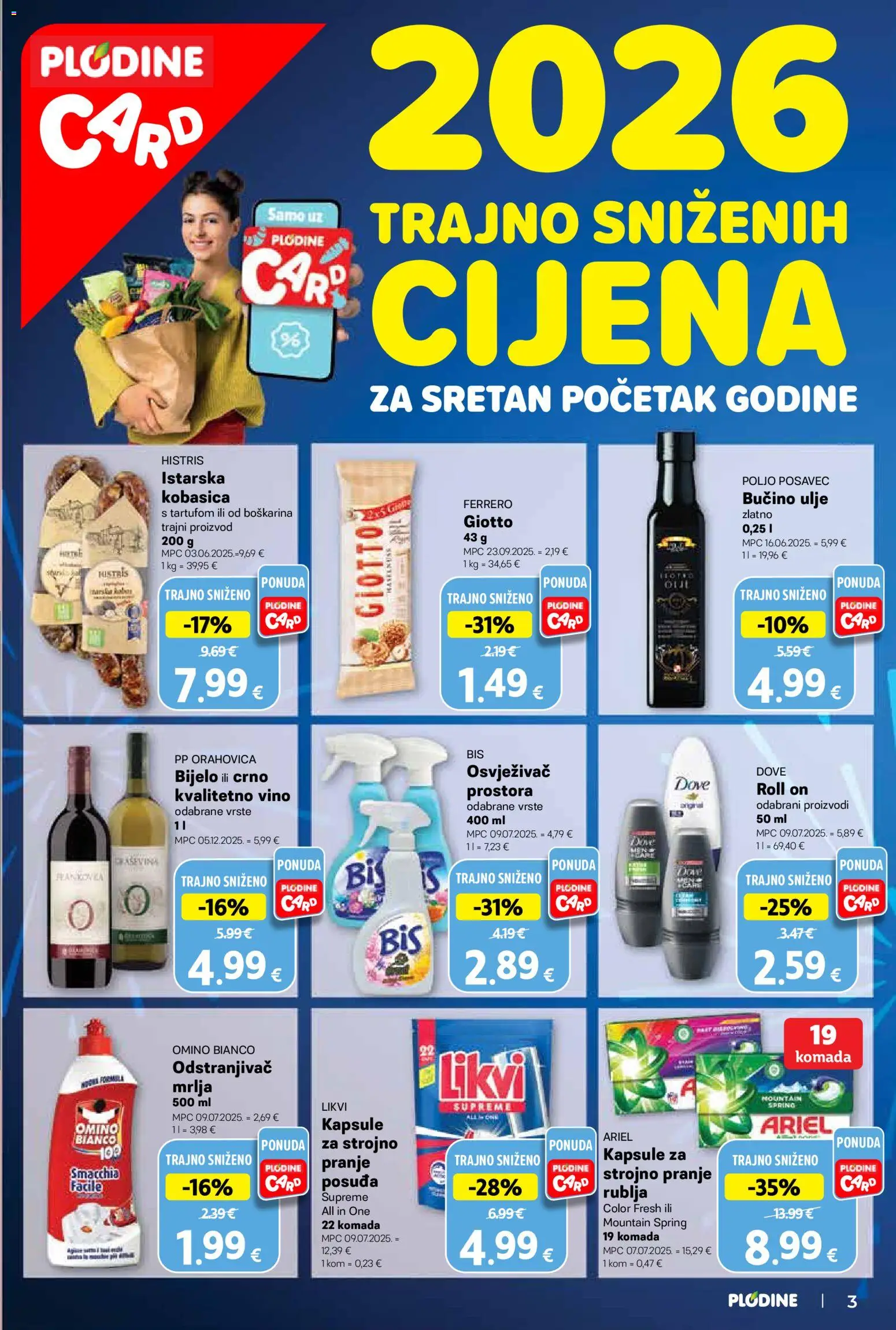 Plodine katalog | vrijedi od 21.01.2026 | Stranica: 3 | Proizvodi: Roll on, Ulje, Kobasica, Dove