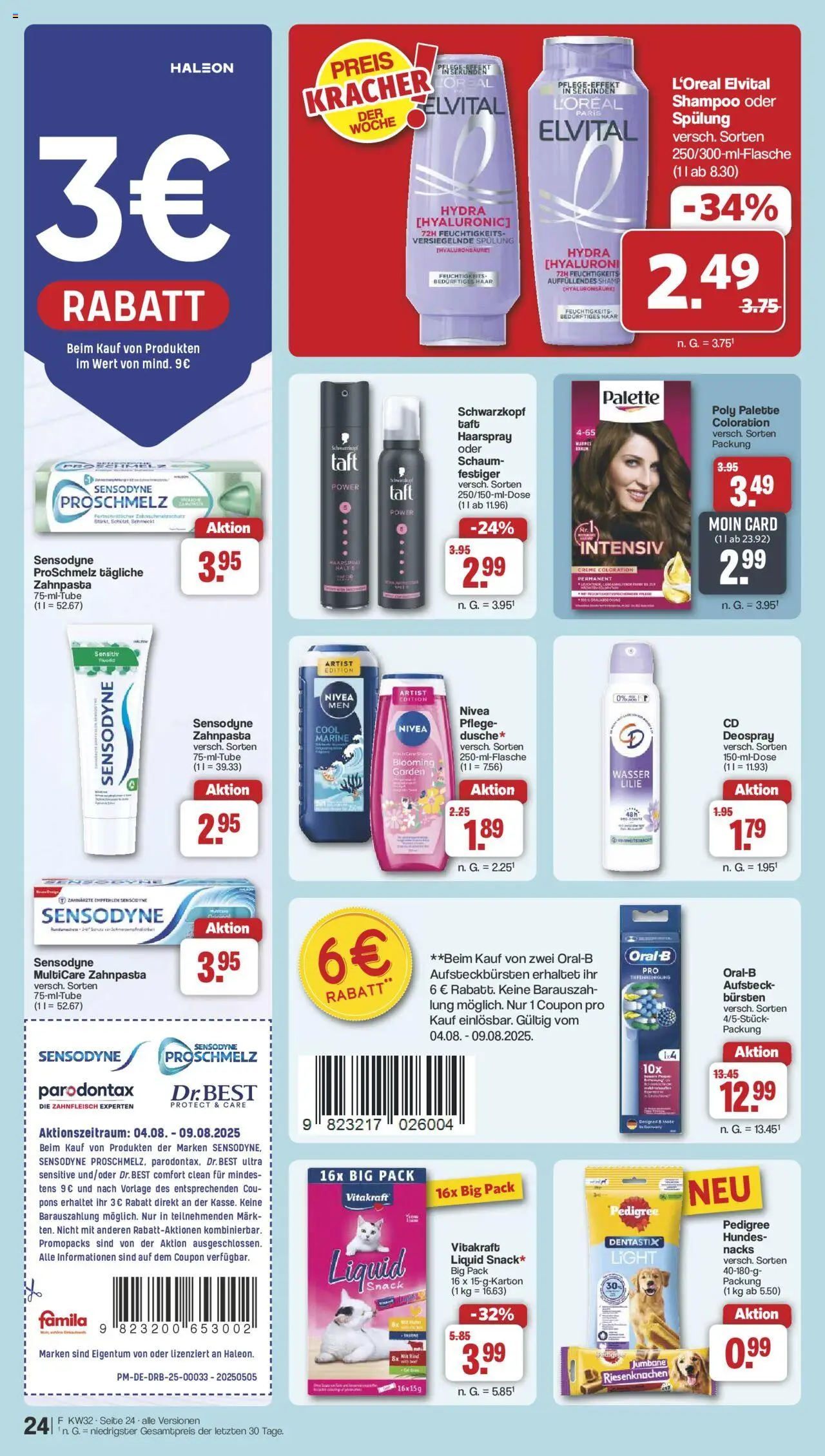 Famila Nordwest Prospekt 	 - gültig ab dem 03.08.2025 | Seite: 27 | Produkte: Shampoo, Haarspray, Deospray, Pedigree