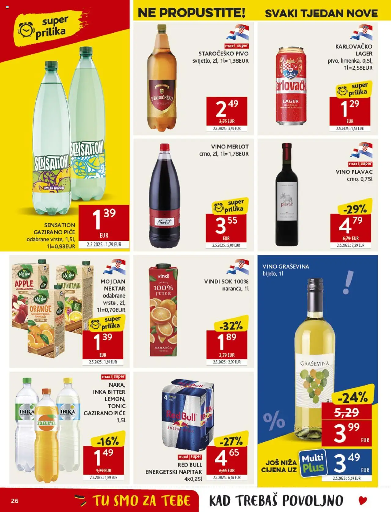 Konzum HR akciós ujság - amely érvényes a következő dátumtól: 24.09.2025 | Oldal: 26 | Termékek: Tonic, Red bull, Multivitamin
