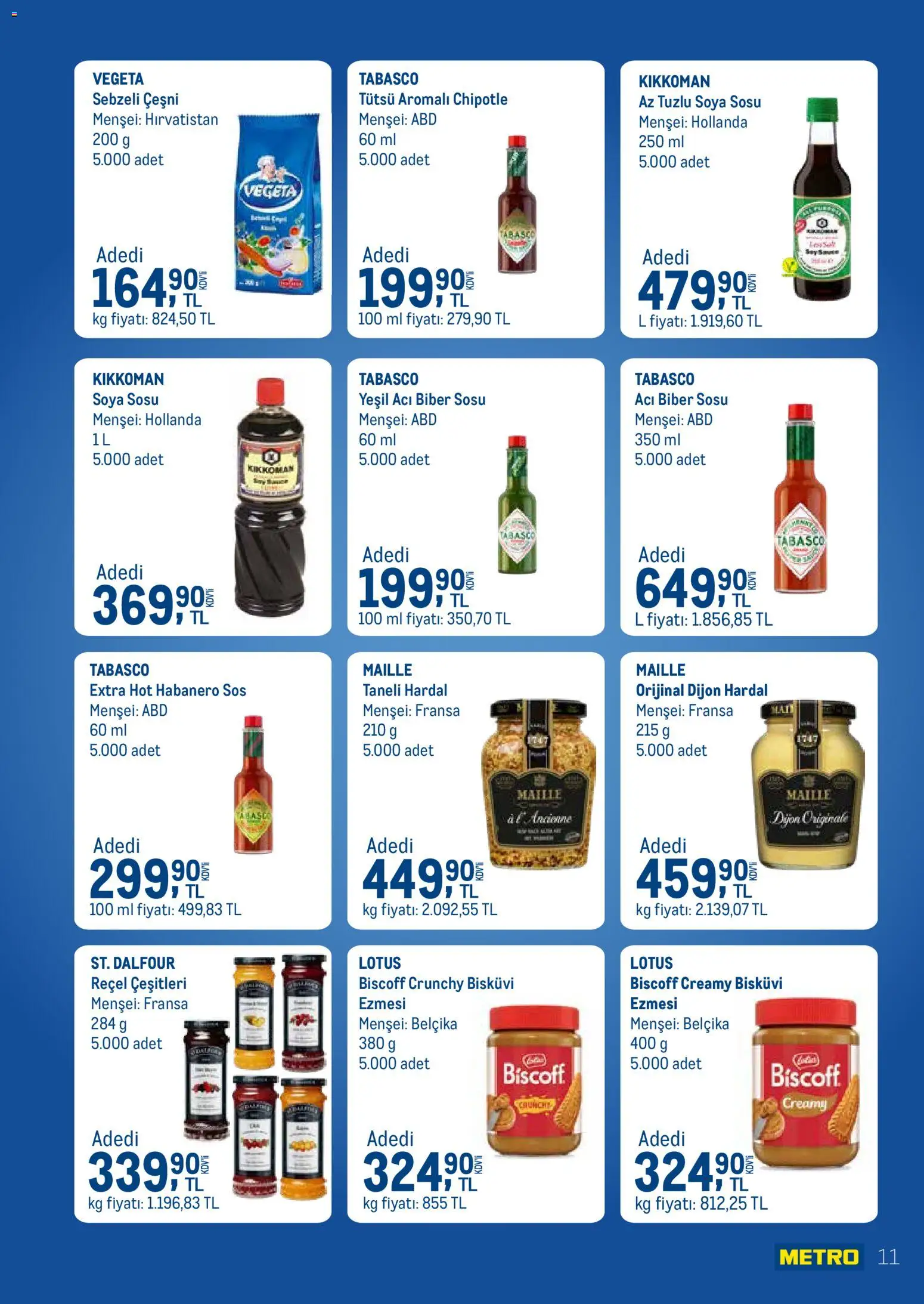 Metro - İşletmenizin Tüm İhtiyaçları - 17.03.2026 tarihinden itibaren geçerlidir | Sayfa: 11 | Ürünler: Hardal, Sos, Biber, Bisküvi