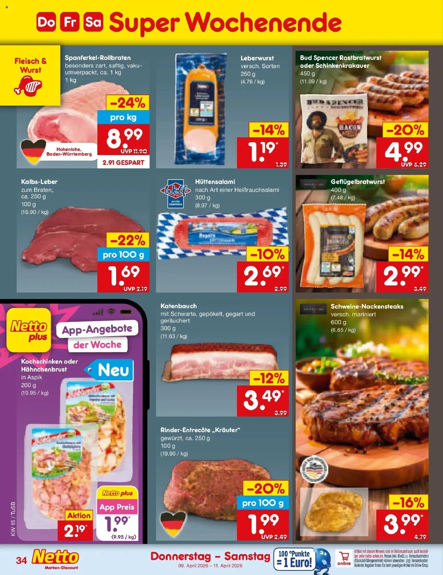 Netto Marken-Discount Prospekt Lahr-Langenwinkel	 – gültig ab 05.04.2026 | Seite: 50 | Produkte: Kalbsleber, Wurst, Fleisch, Hahnchenbrust