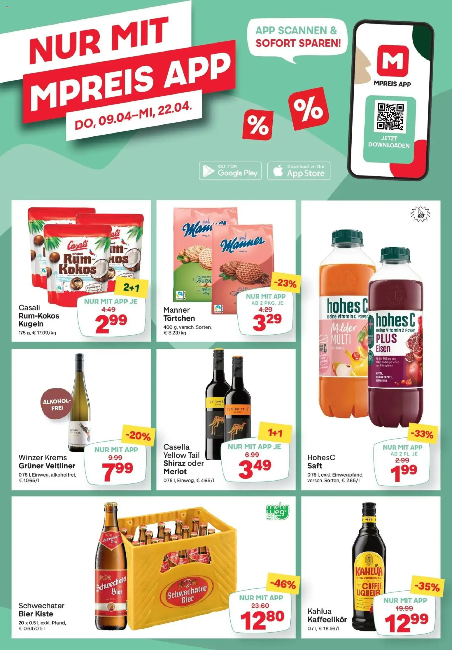 MPREIS Saalbach gültig ab 09.04.2026 | Seite: 14 | Produkte: Himbeere, Saft, Bier, Äpfel