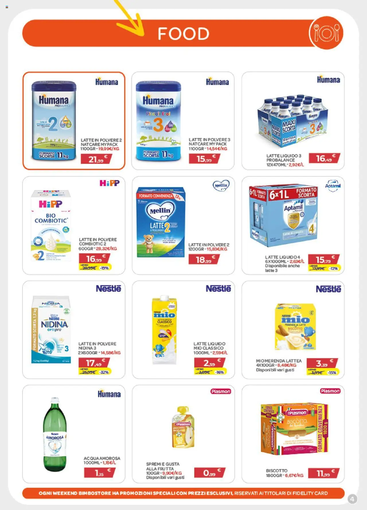 Volantino Bimbo store del 24.07.2025 | Pagina: 4 | Prodotti: Acqua, Frutta, Latte