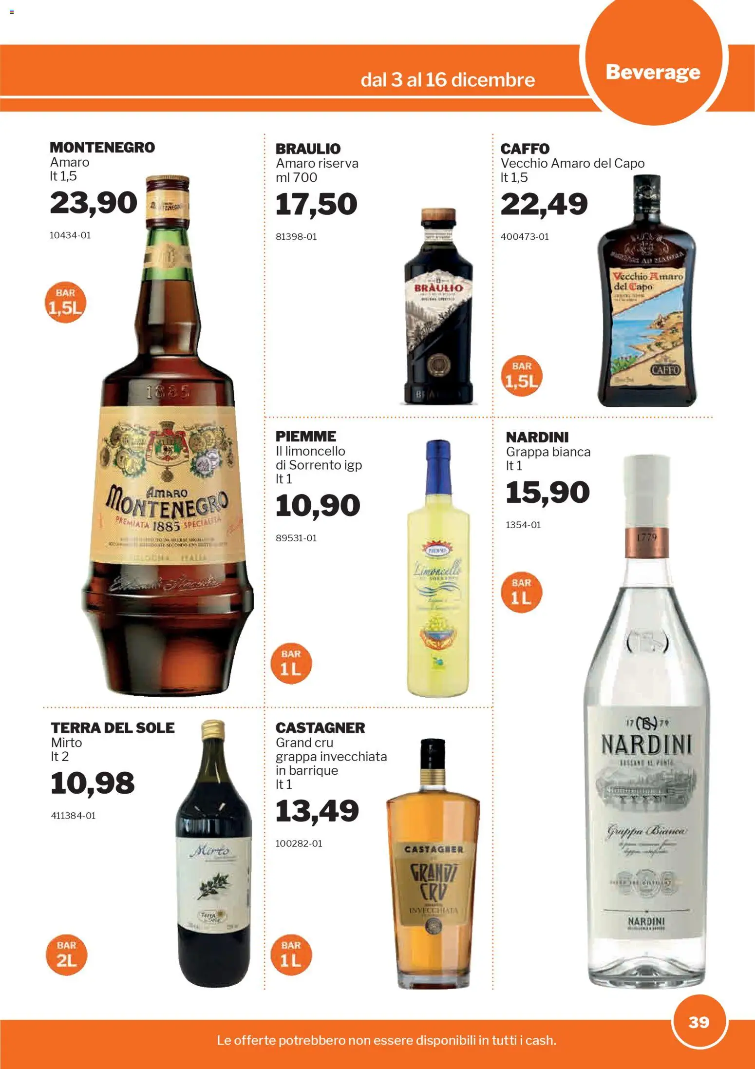 Volantino Sogegross del 03.12.2025 | Pagina: 39 | Prodotti: Limoncello, Grappa, Amaro, Terra