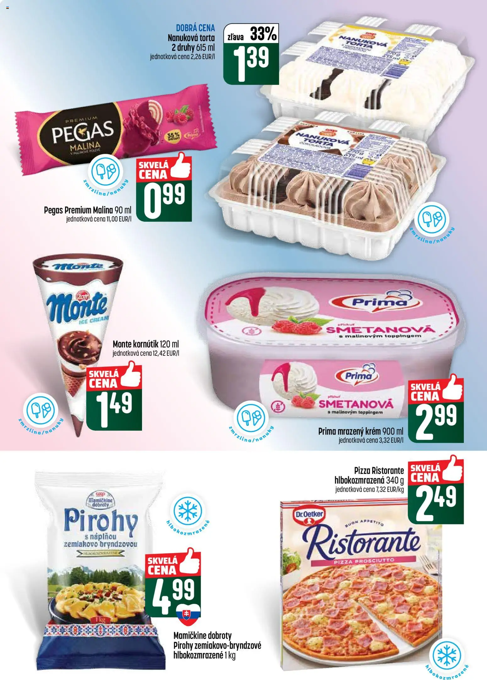 Nové COOP Jednota akcie – leták je platný od 16.04.2026 | Strana: 21 | Produkty: Pirohy, Pizza, Torta, Krém