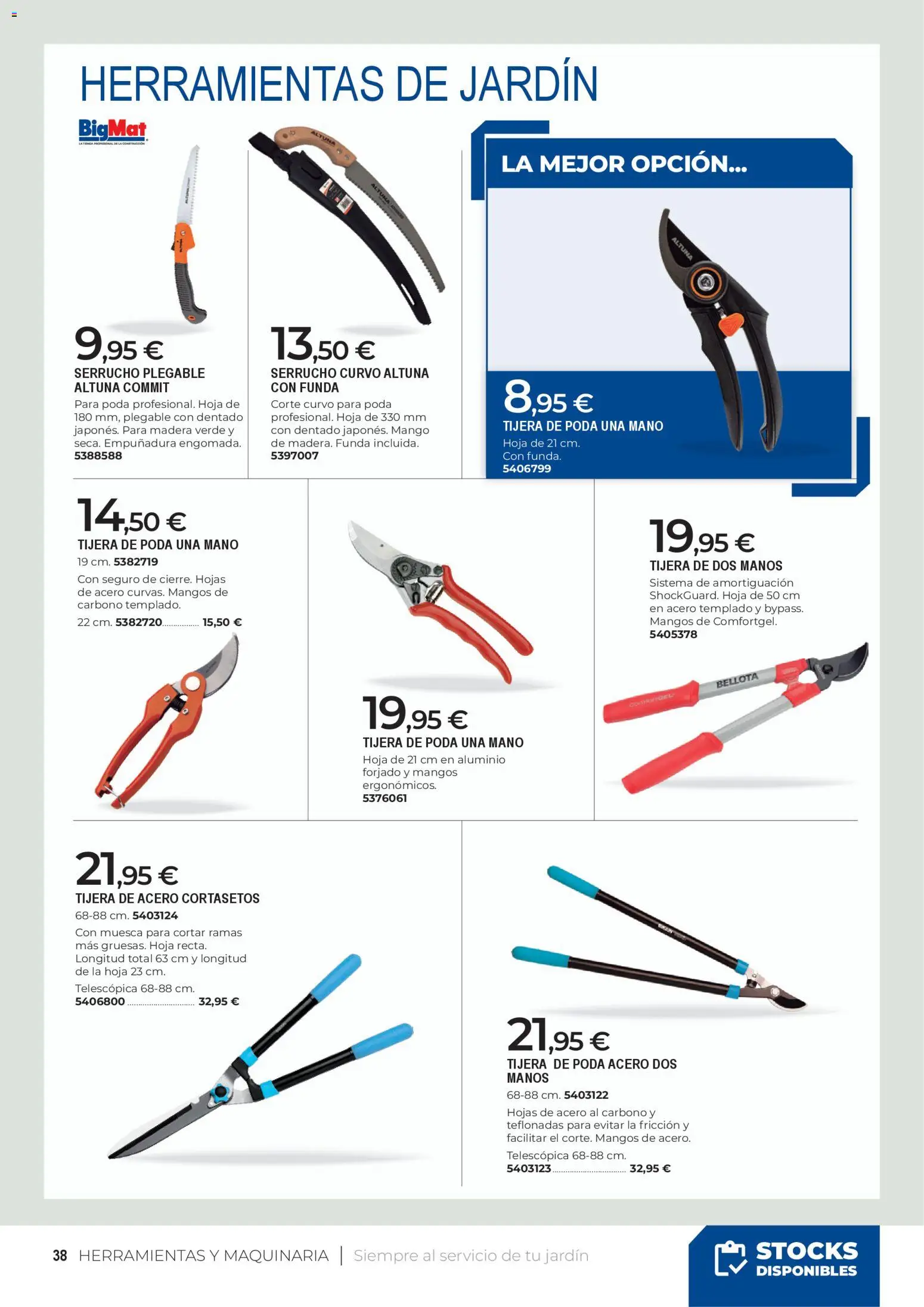 BigMat - Jardin y Piscinas 2026 │ válido desde el 23.03.2026 | Página: 38 | Productos: Cortasetos, Tijera de poda, Funda, Ρούτερ