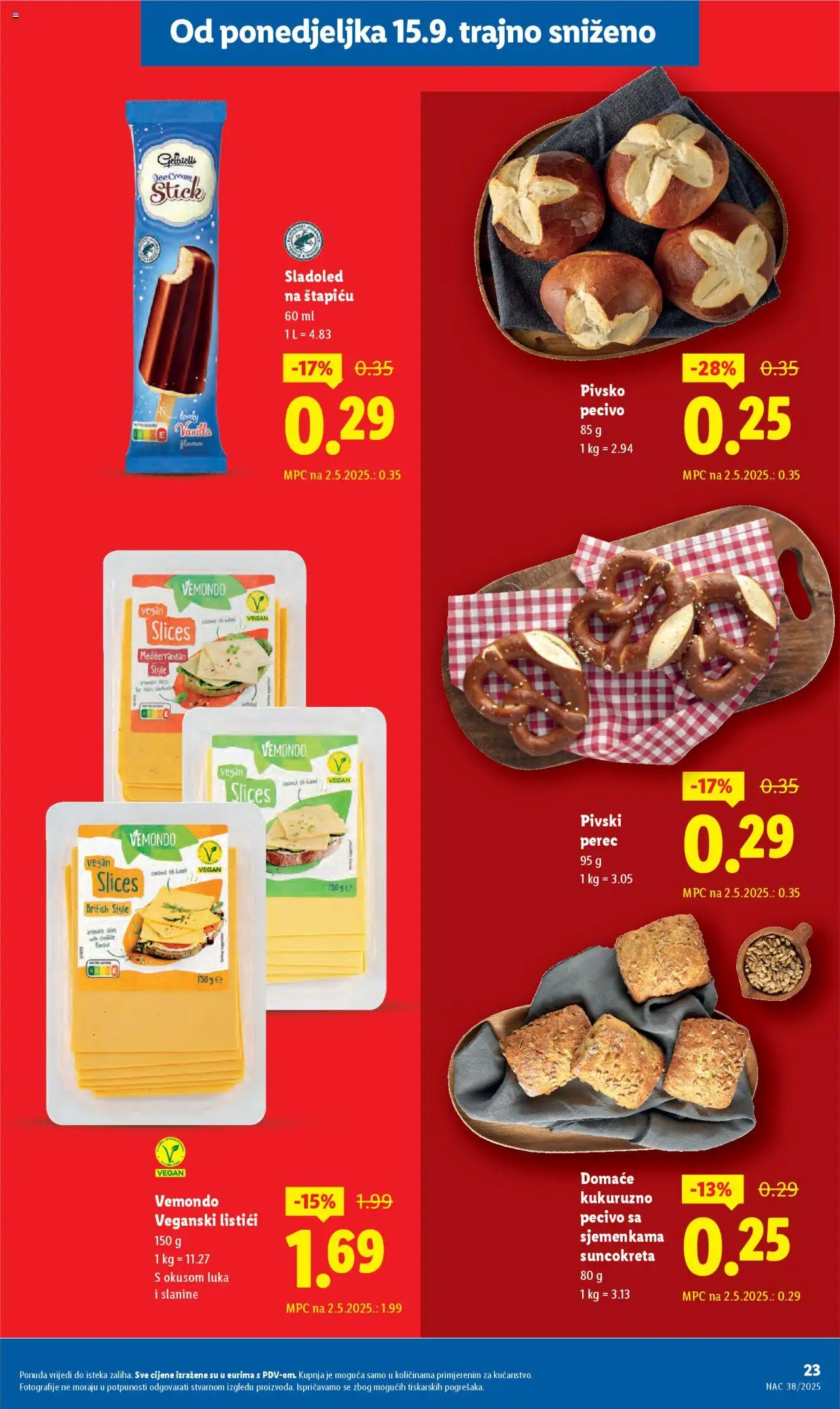 Lidl katalog | vrijedi od 08.09.2025 | Stranica: 23 | Proizvodi: Sladoled, Pecivo