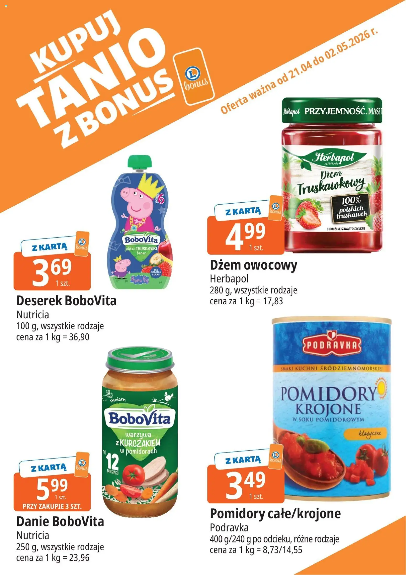 E.Leclerc gazetka - Tychy kupony dodatkowe od 21.04.2026 | Strona: 17 | Produkty: Karta, Pomidory, Banan, Warzywa