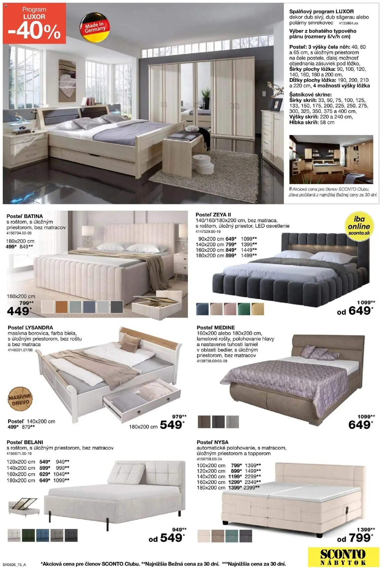 Nové Sconto nábytok akcie – leták je platný od 22.04.2026 | Strana: 15 | Produkty: Nábytok, Šatníkové skrine, Posteľ, Led osvetlenie