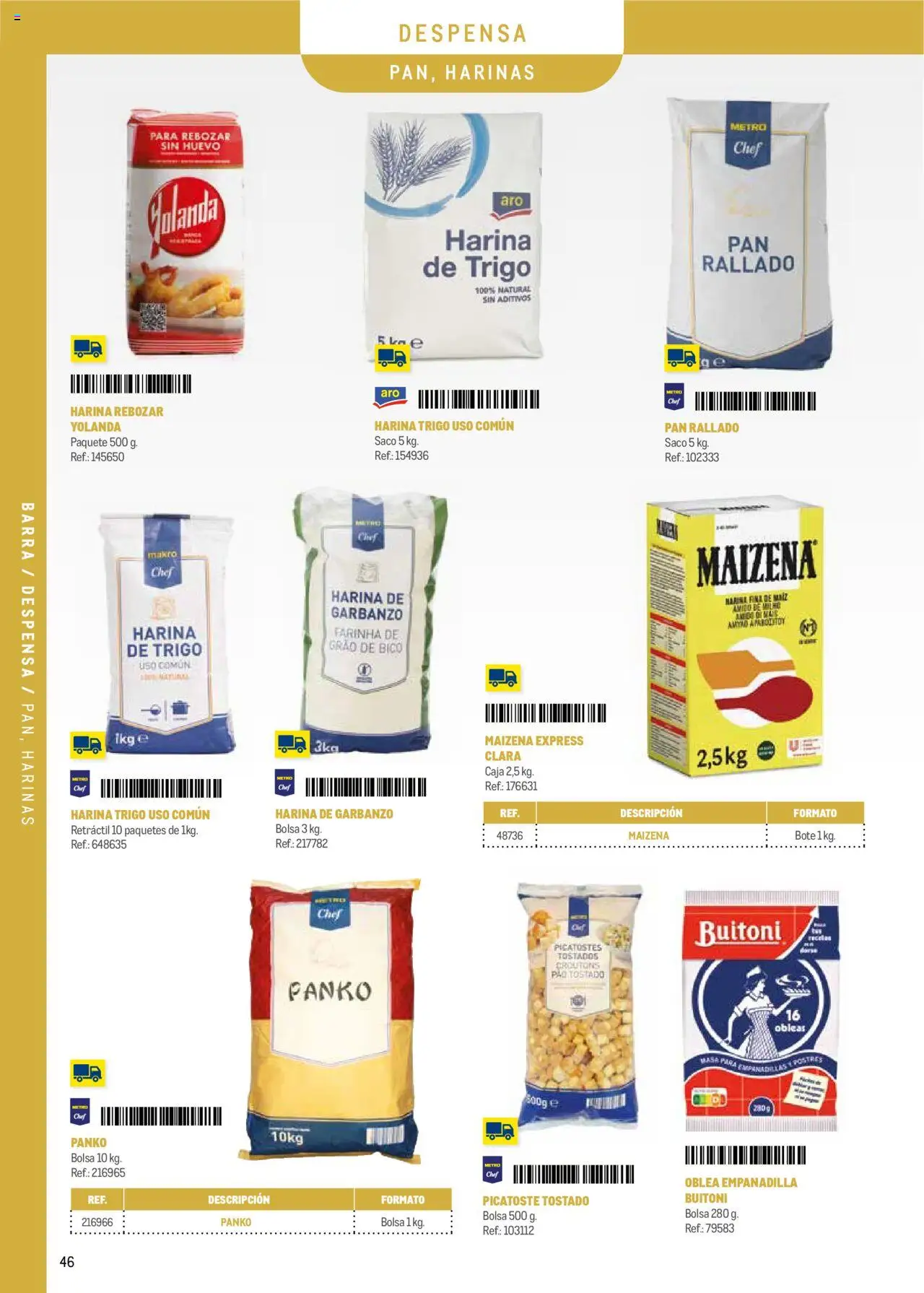 Makro - Menú y Barra Península │ válido desde el 08.09.2025 | Página: 46 | Productos: Pan, Σανίδα, Bolsa, Caja