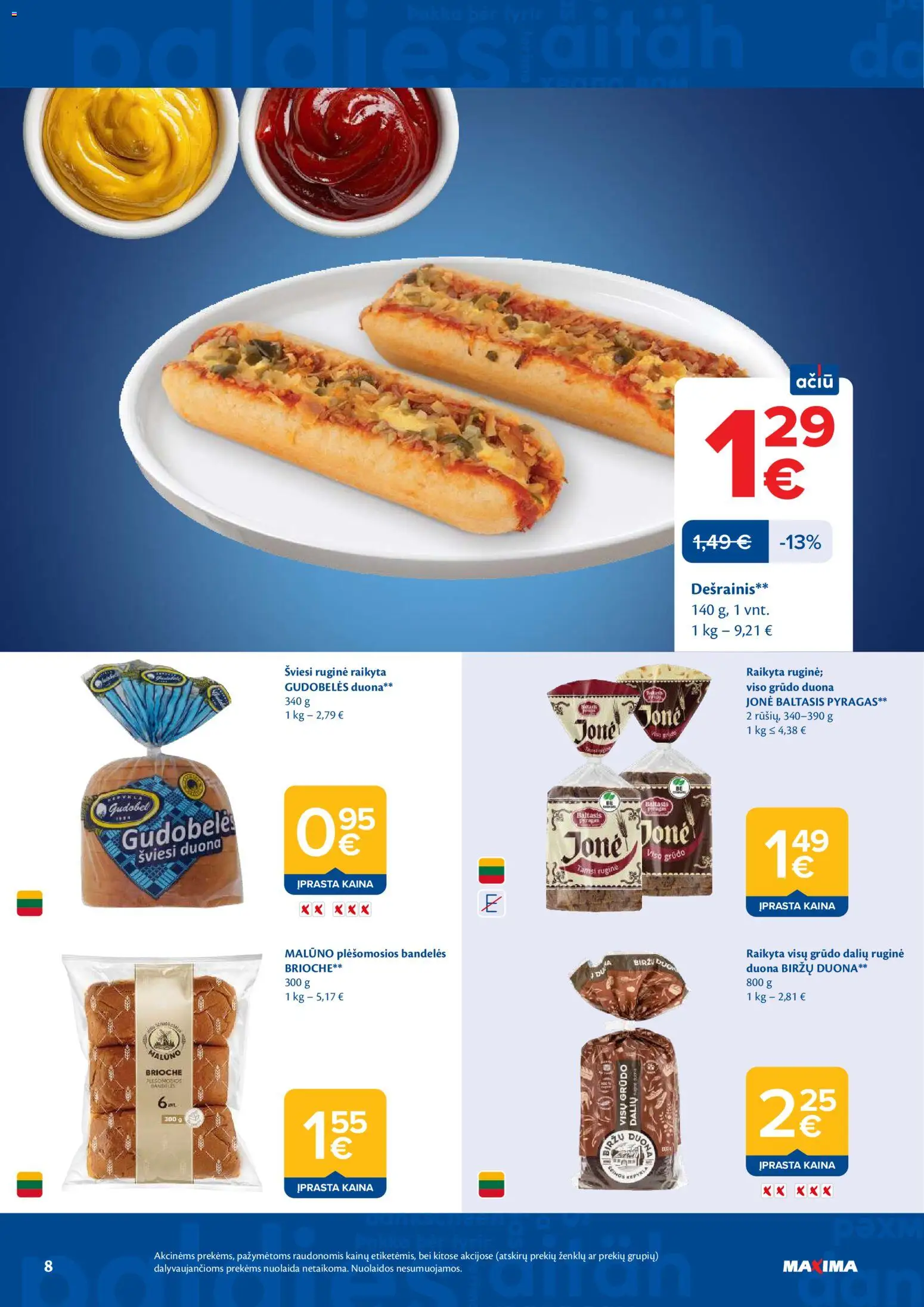 MAXIMA akcijos nuo 28.04.2026 | Puslapis: 8 | Prekių: Bandelės, Pyragas, Duona