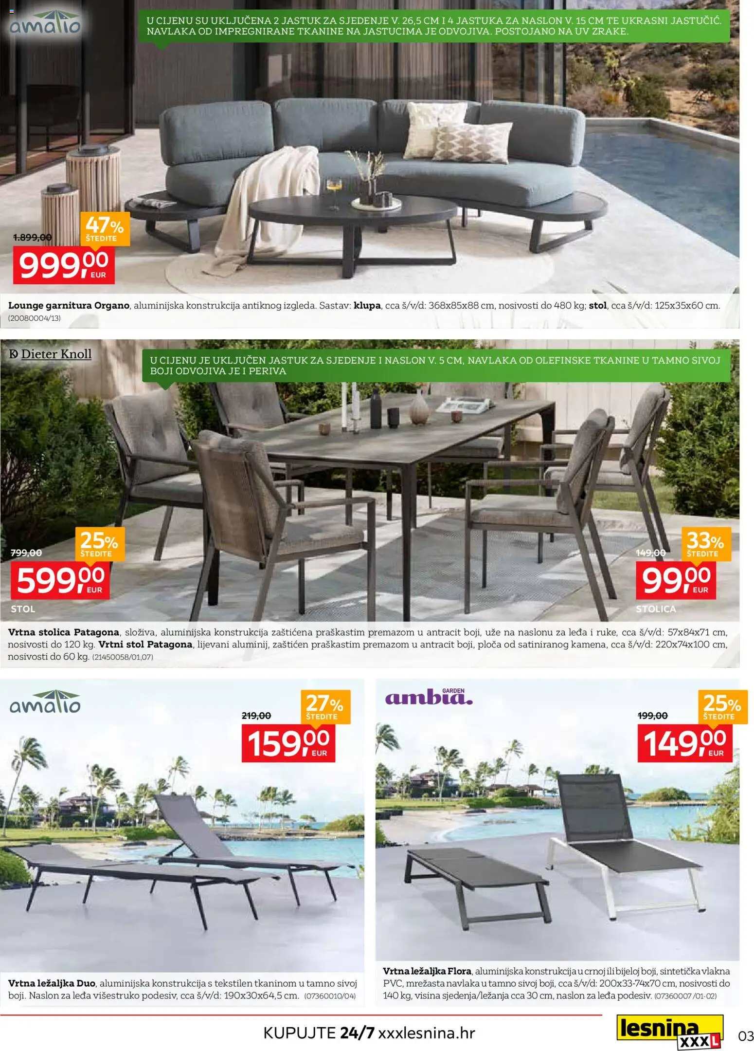 Lesnina katalog | vrijedi od 31.03.2026 | Stranica: 3 | Proizvodi: Jastuk, Ležaljka, Stol, Stolica