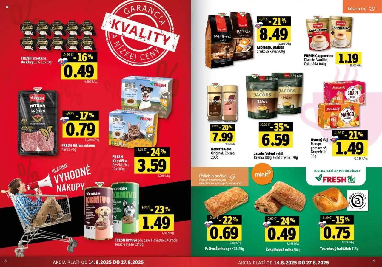 Fresh Východné Slovensko │ platný od 14.08.2025 | Strana: 5 | Produkty: Chlieb, Barista, Čaj, Zrnková káva