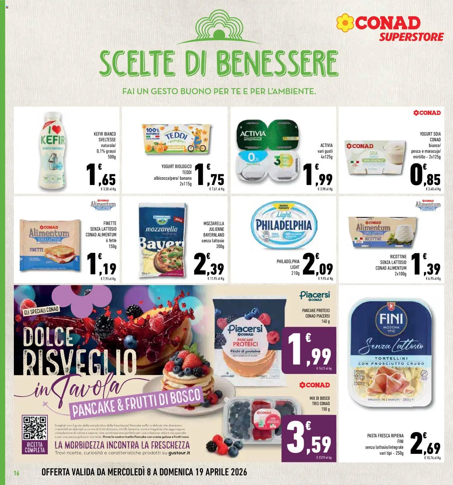 Volantino Conad del 08.04.2026 | Pagina: 16 | Prodotti: Yogurt, Tè, Mozzarella, Pasta