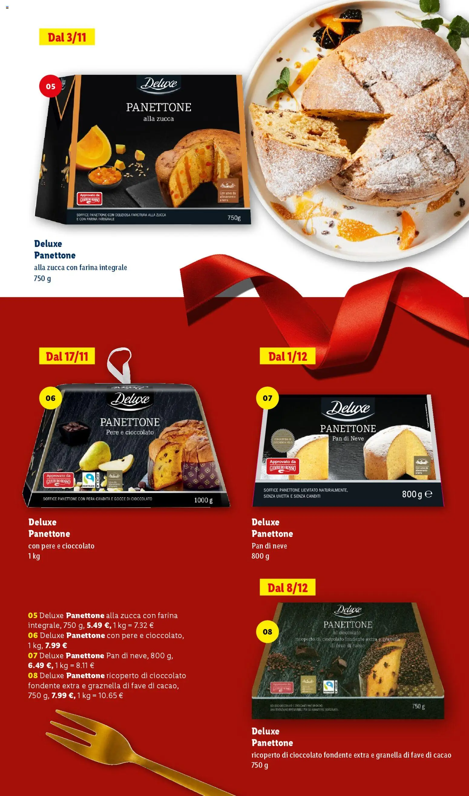 Volantino Lidl del 24.10.2025 | Pagina: 13 | Prodotti: Uova, Cioccolato, Pera, Panettone