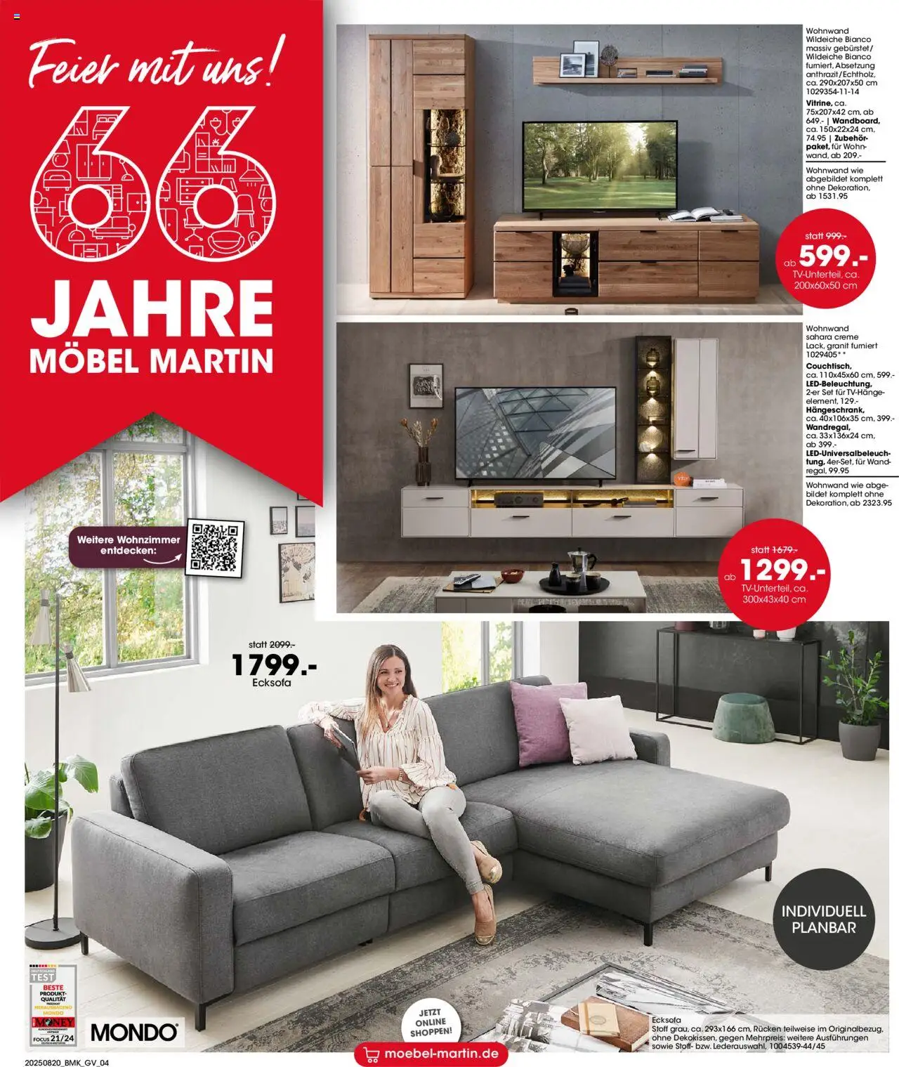 Möbel Martin Prospekt 	 - gültig ab dem 20.08.2025 | Seite: 4 | Produkte: Ecksofa, Wohnwand, Creme