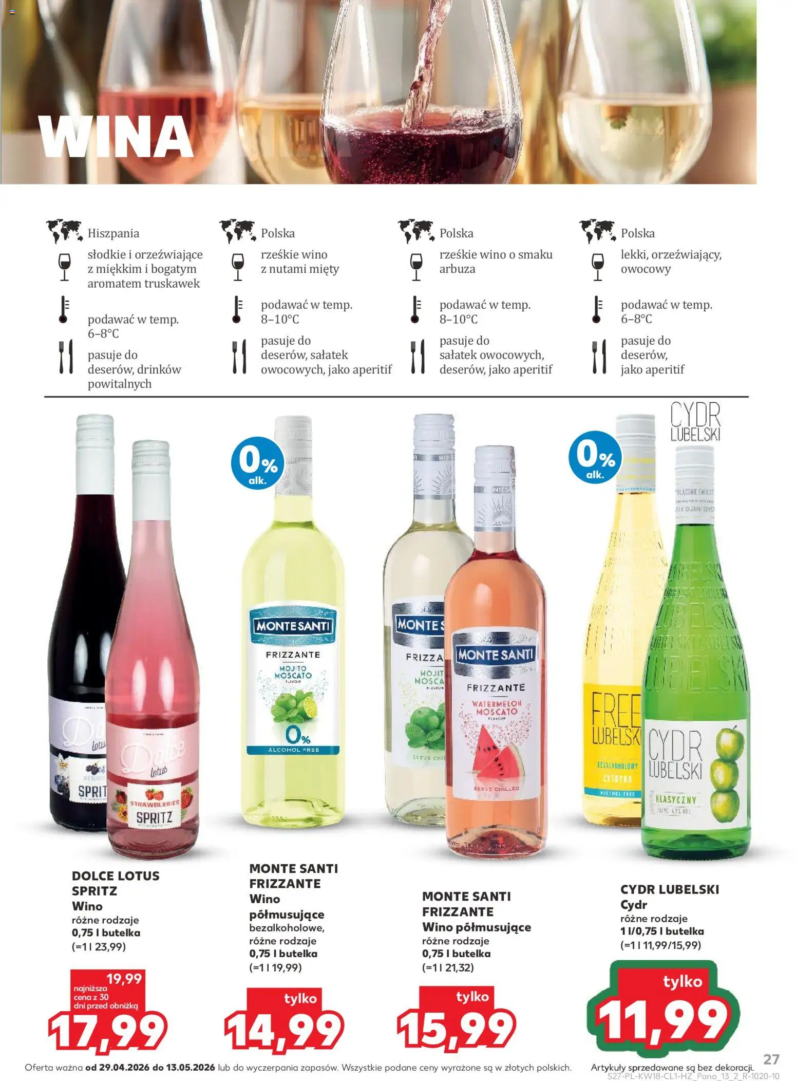 Kaufland Polsko leták - Barek od 29.04.2026 | Strana: 27 | Produkty: Frizzante, Spritz, Mojito, Lotus