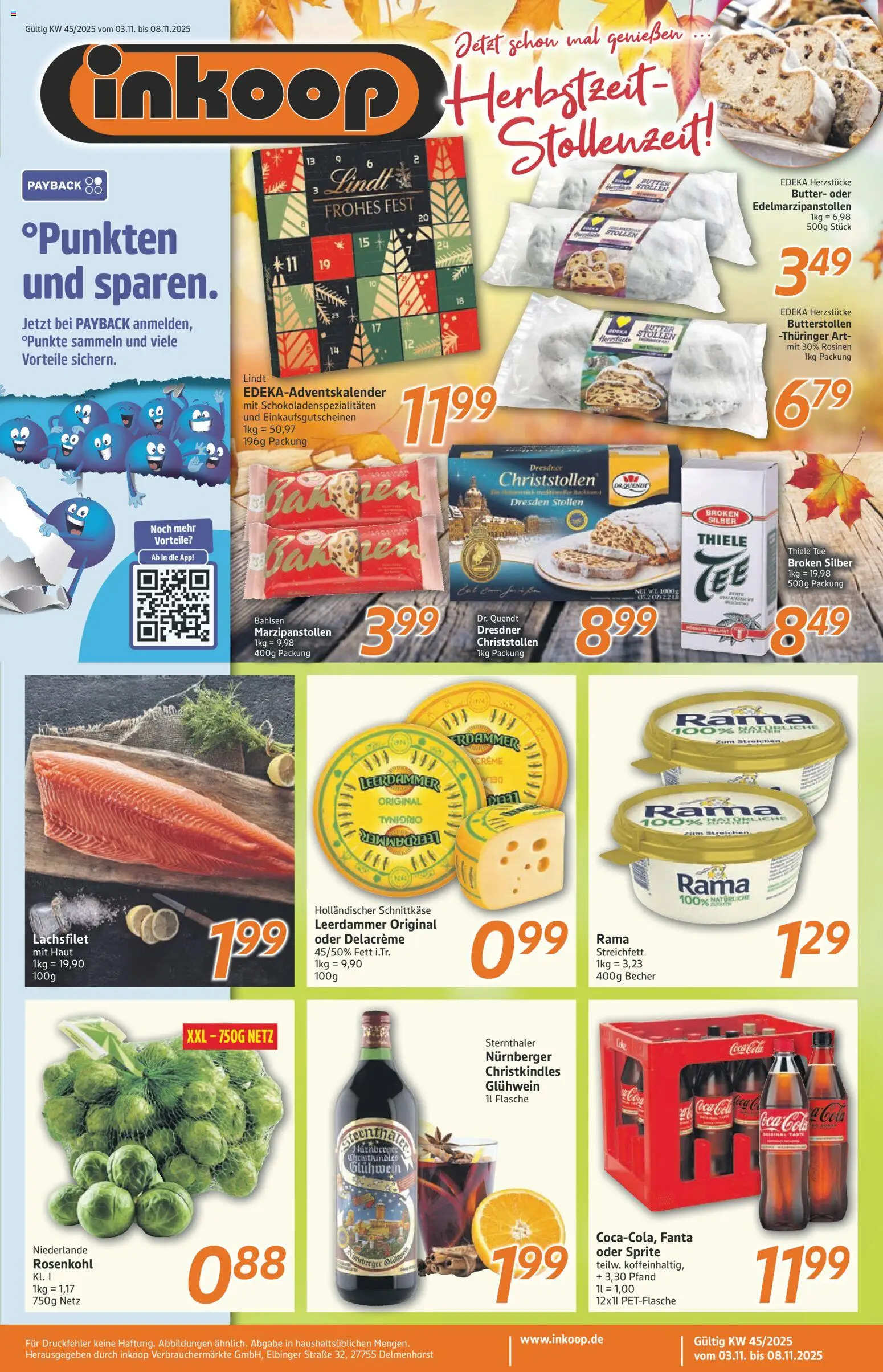 Inkoop Prospekt 	 – gültig ab 03.11.2025 | Seite: 1 | Produkte: Cola, Butter, Leerdammer, Tee