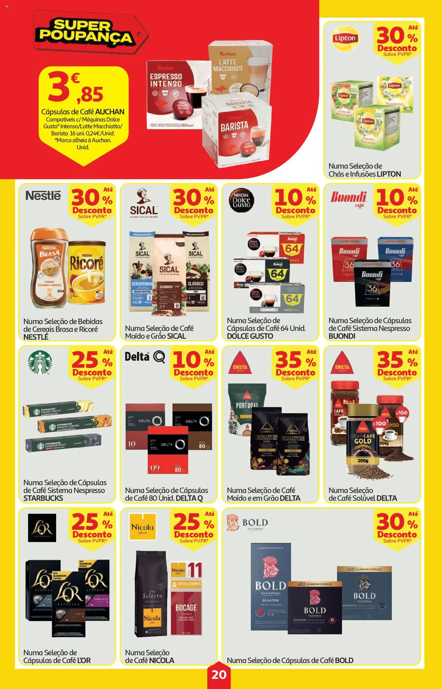Auchan folheto │ válido de 23.04.2026 | Página: 20 | Produtos: Café solúvel, Chás, Nestlé, Café