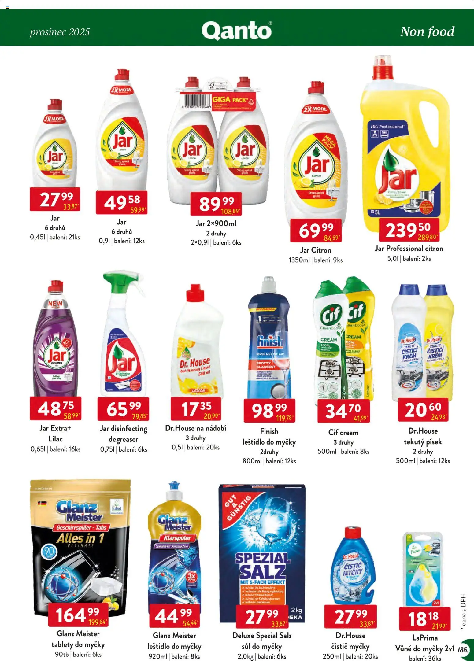 Astur & Qanto leták - Velkoobchod 12/2025 od 01.12.2025 | Strana: 185 | Produkty: Leštidlo do myčky, Písek, Deluxe, Cif