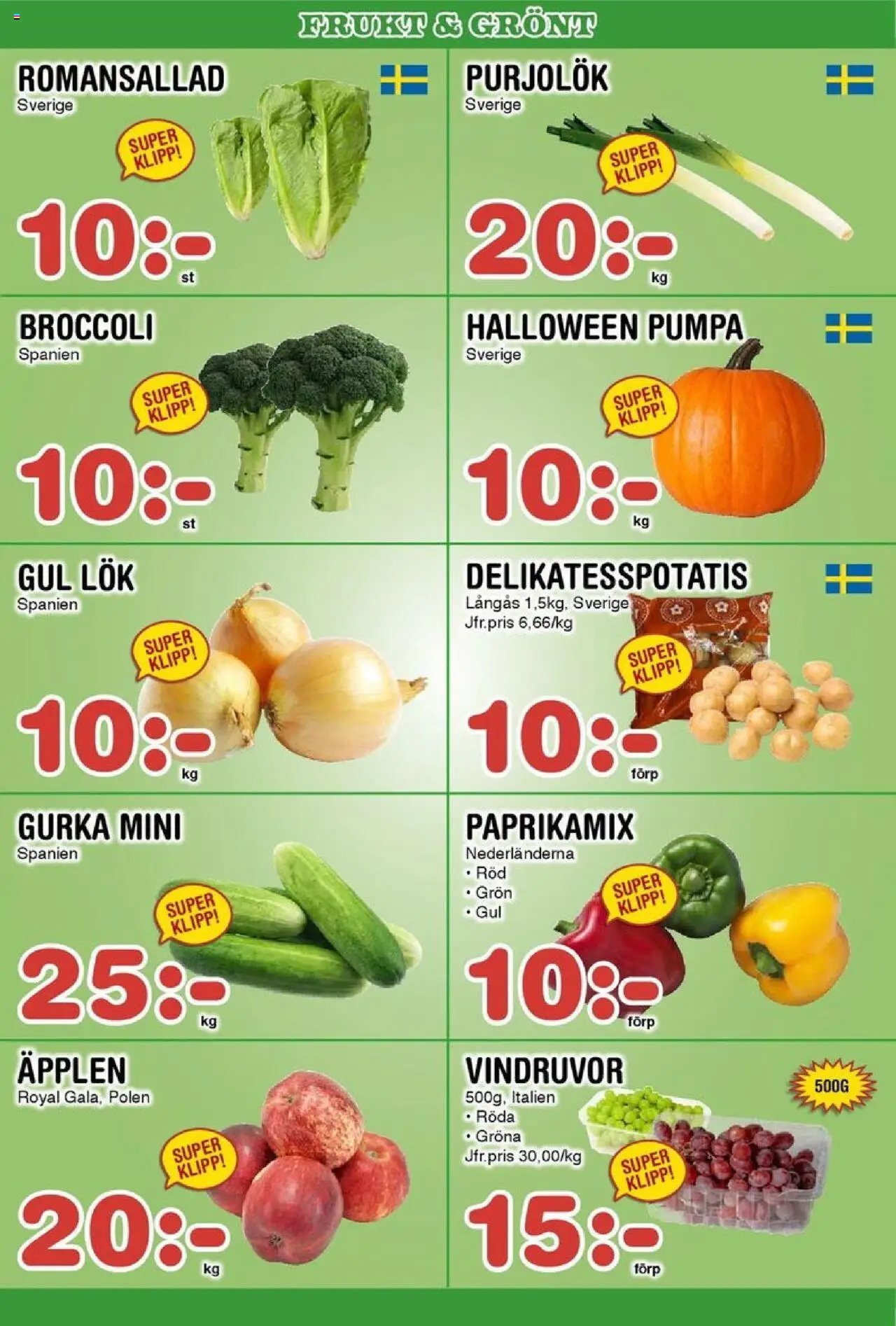 Nya Pulsen reklamblad aktuell från 06.10.2025 | Sida: 6 | Produkter: Gul lök, Romansallad, Broccoli, Pumpa
