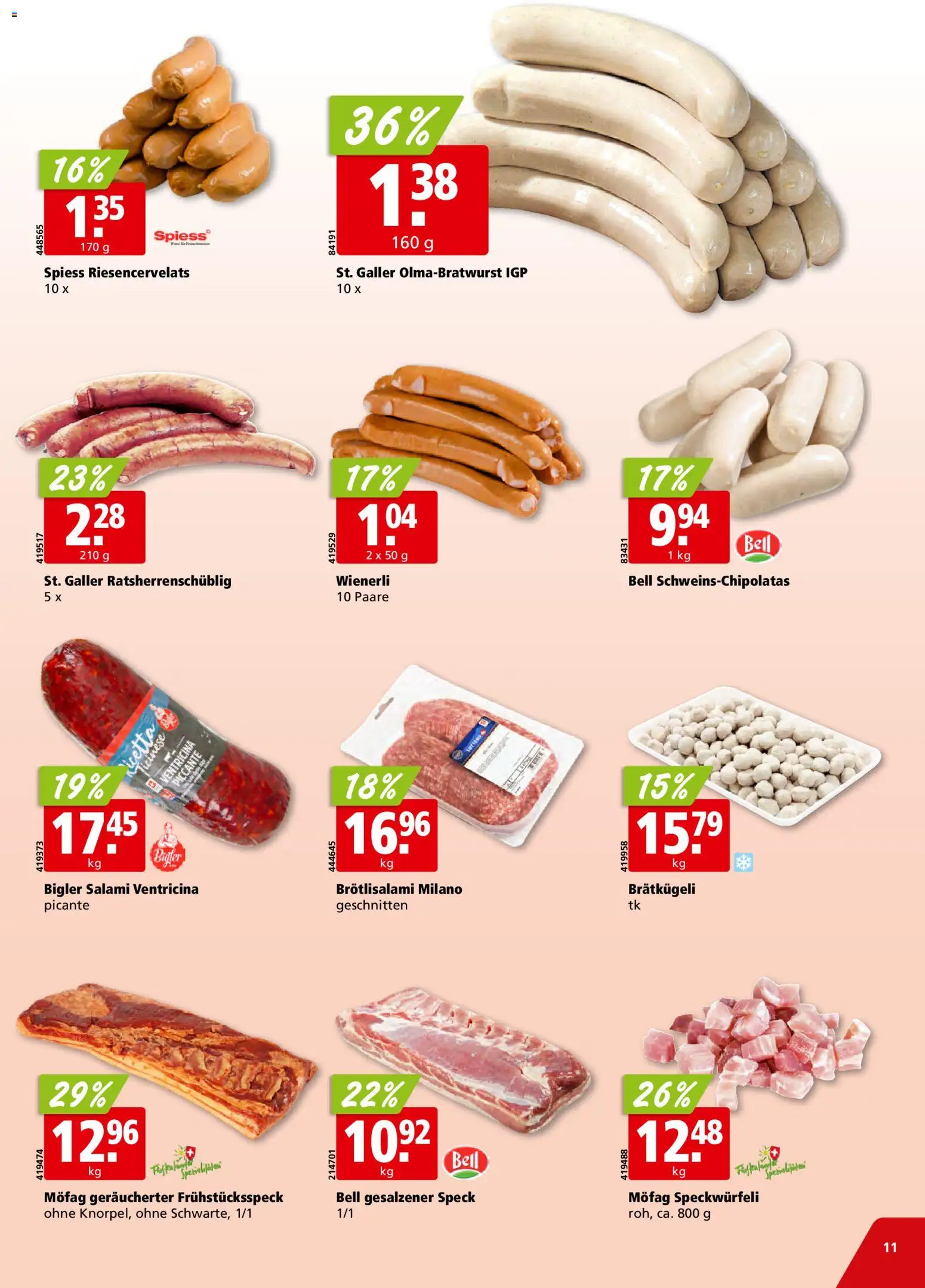 Aligro Aktionen Schlieren, Gossau SG, Frauenfeld, Rapperswil-Jona, Sargans, Bern, Brüttisellen, Pratteln, Emmen, Spreitenbach – gültig ab 17.11.2025 | Seite: 11 | Produkte: Salami
