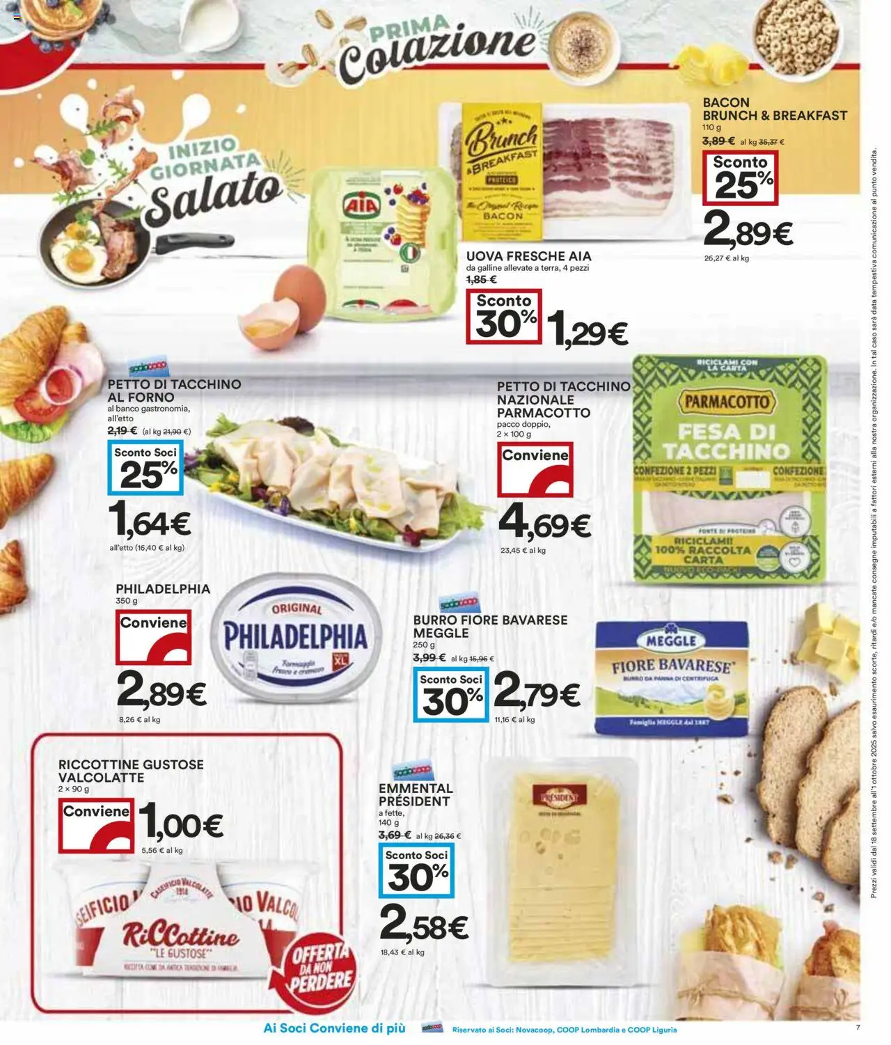 Volantino COOP del 18.09.2025 | Pagina: 7 | Prodotti: Uova, Ricotta, Forno, Emmental