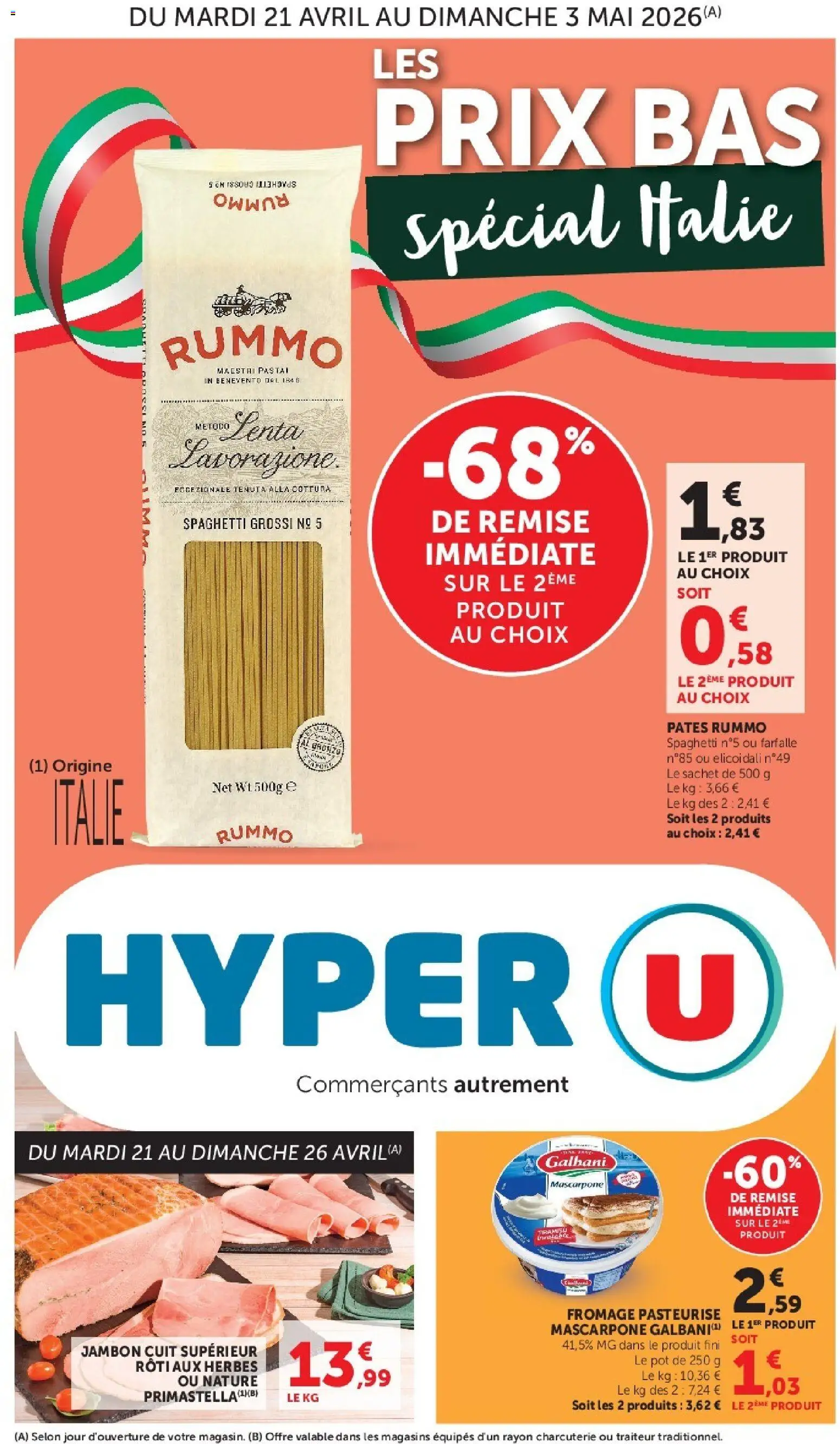 {H1} | Page: 1 | Produits: Spaghetti, Fromage, Jambon, Mascarpone