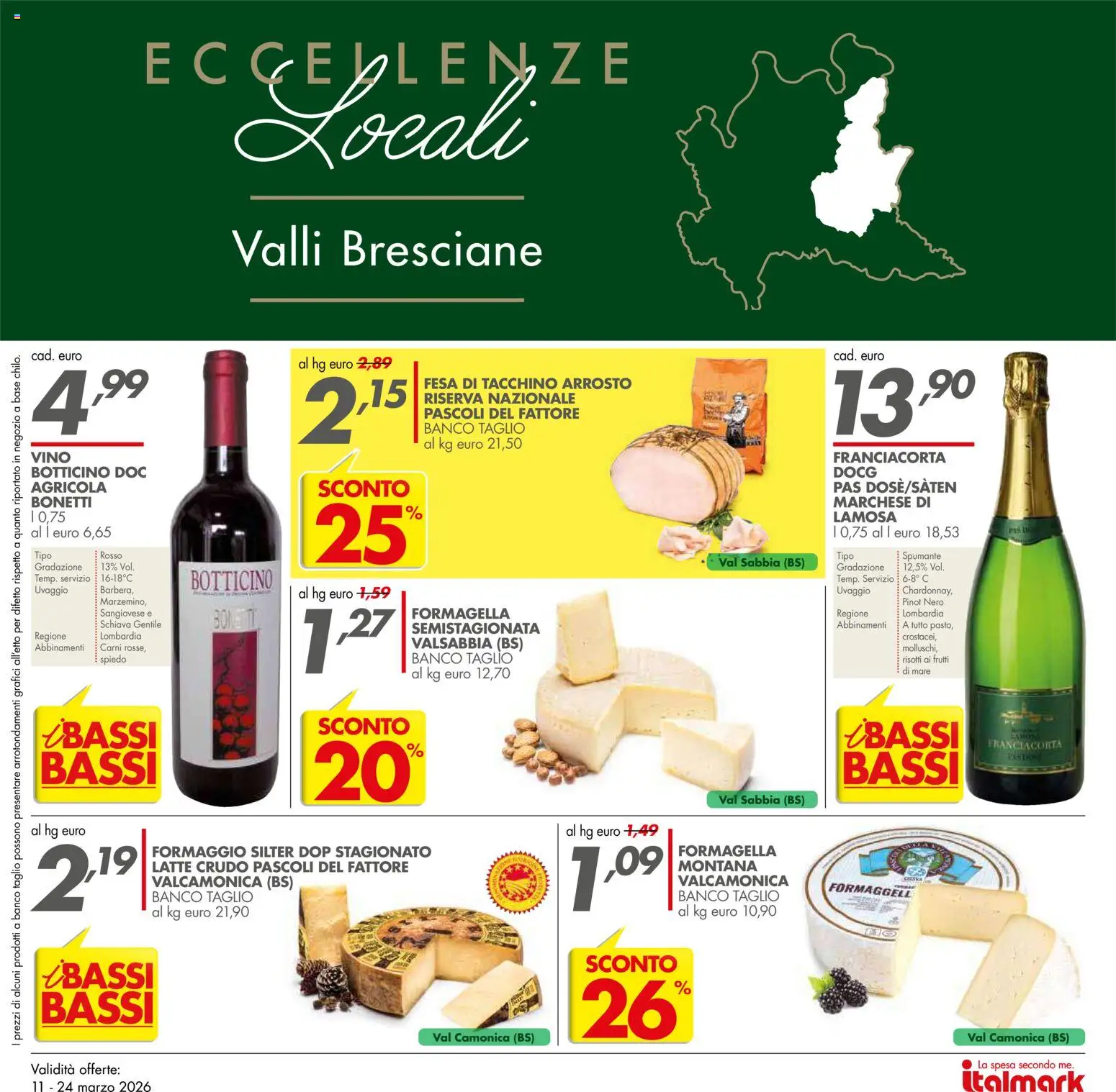 Volantino Italmark del 11.03.2026 | Pagina: 13 | Prodotti: Arrosto, Latte, Formaggio, Vino