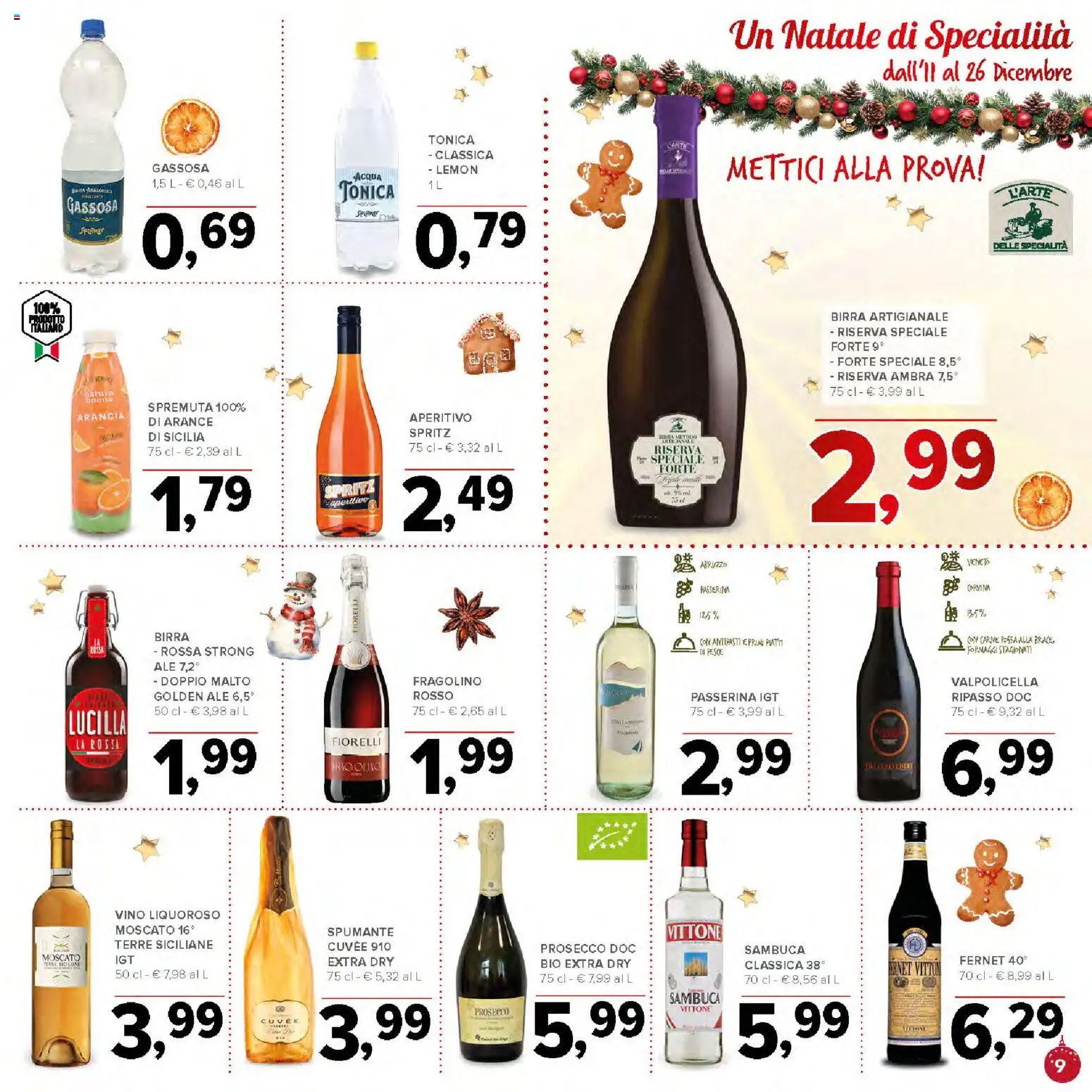 Volantino Todis del 11.12.2025 | Pagina: 9 | Prodotti: Acqua, Vino, Spumante, Aperitivo