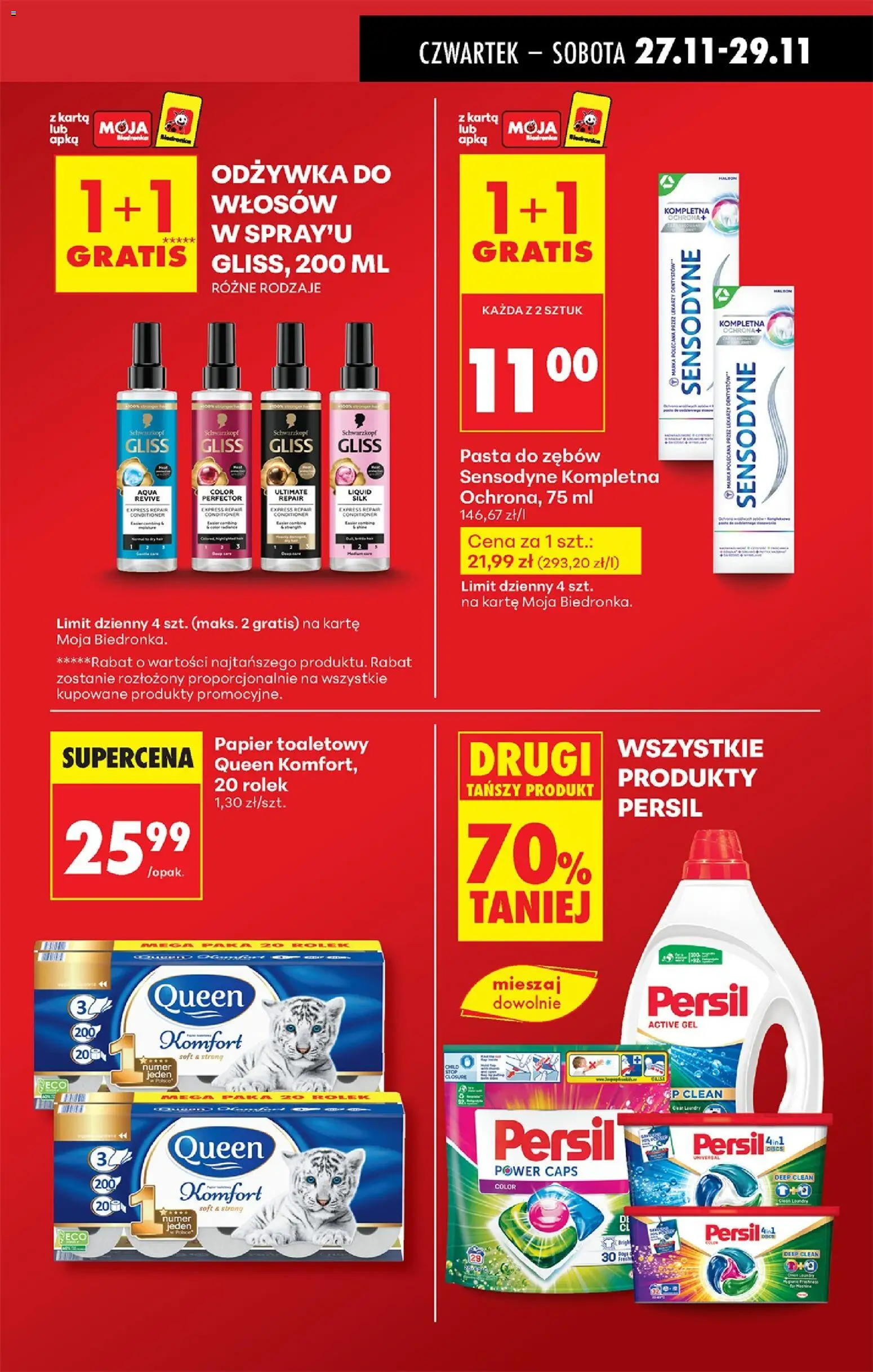 Biedronka Black Friday od 27.11.2025 | Strona: 17 | Produkty: Papier toaletowy, Persil, Odżywka do włosów, Pasta do zębów